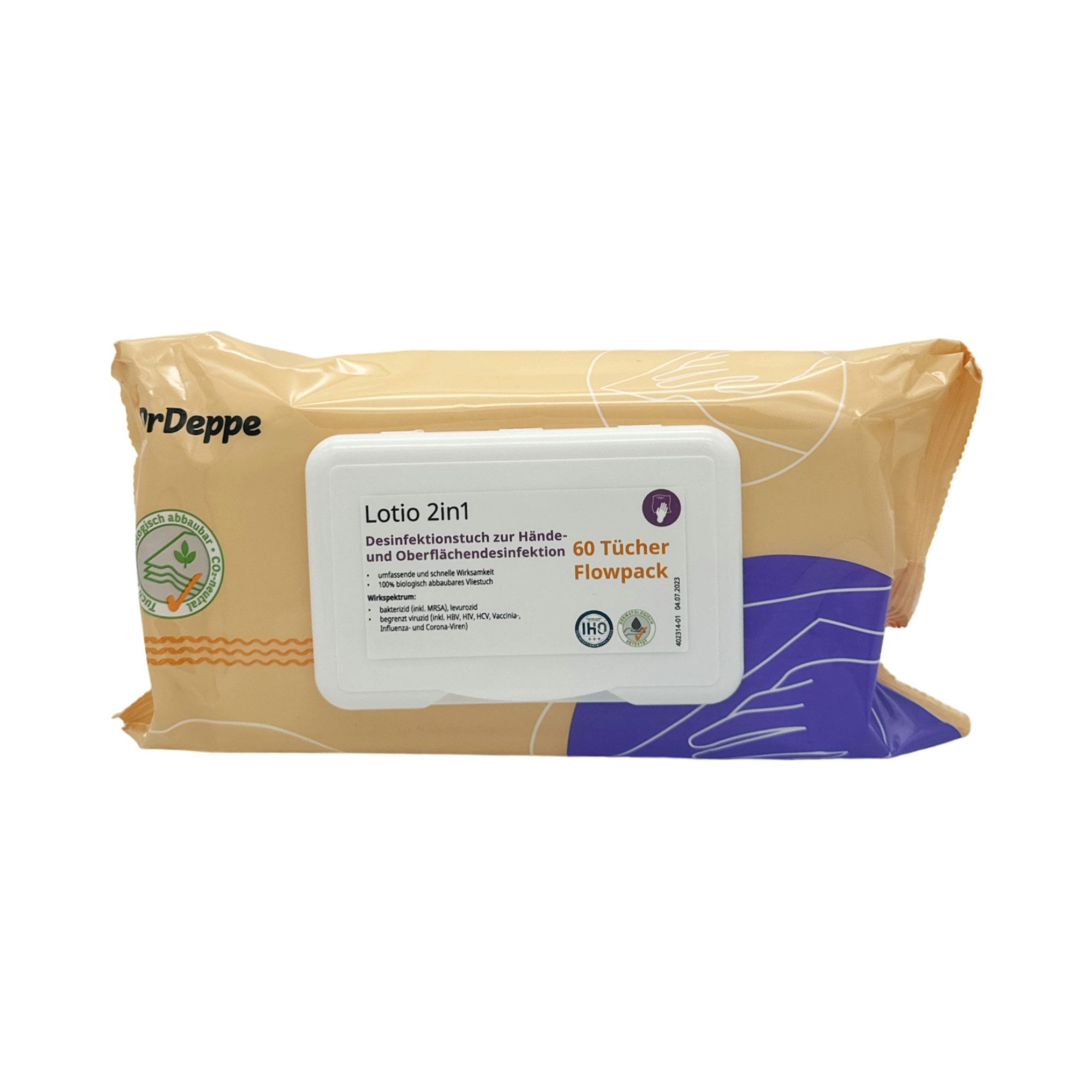 Dr.Deppe Lotio 2in1 - Desinfektionstücher - Flowpack Reinigungstücher (Cellulose, 20)
