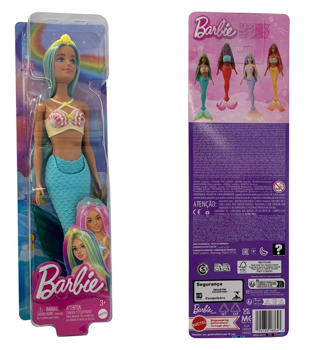 Barbie Meerjungfrauenpuppe Barbie Meerjungfrau Puppe mit beweglicher Schwanzflosse, türkisen Haar