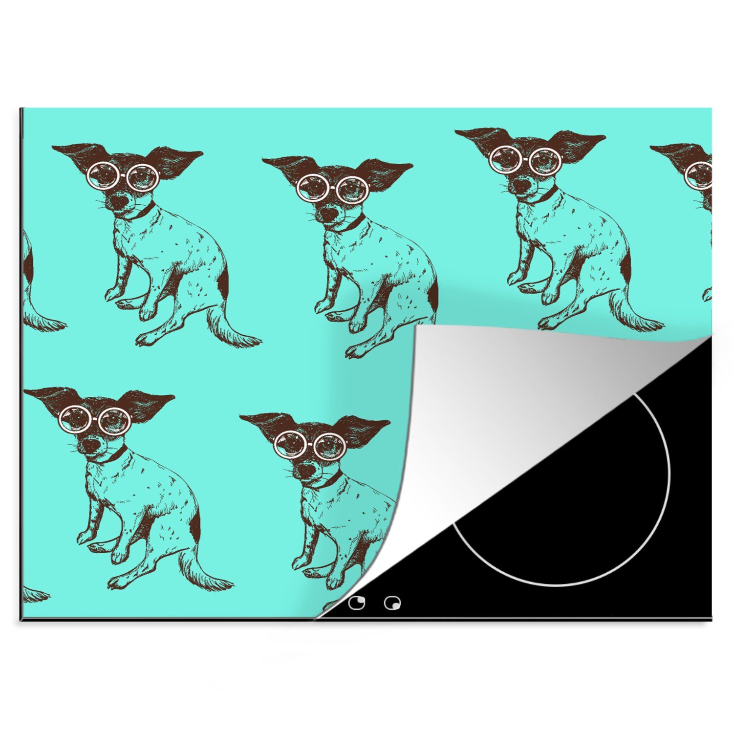 MuchoWow Herdblende-/Abdeckplatte Jack Russell - Hund - Schutzbrille, Vinyl, (1 tlg), 60x52 cm, Mobile Arbeitsfläche nutzbar, Ceranfeldabdeckung