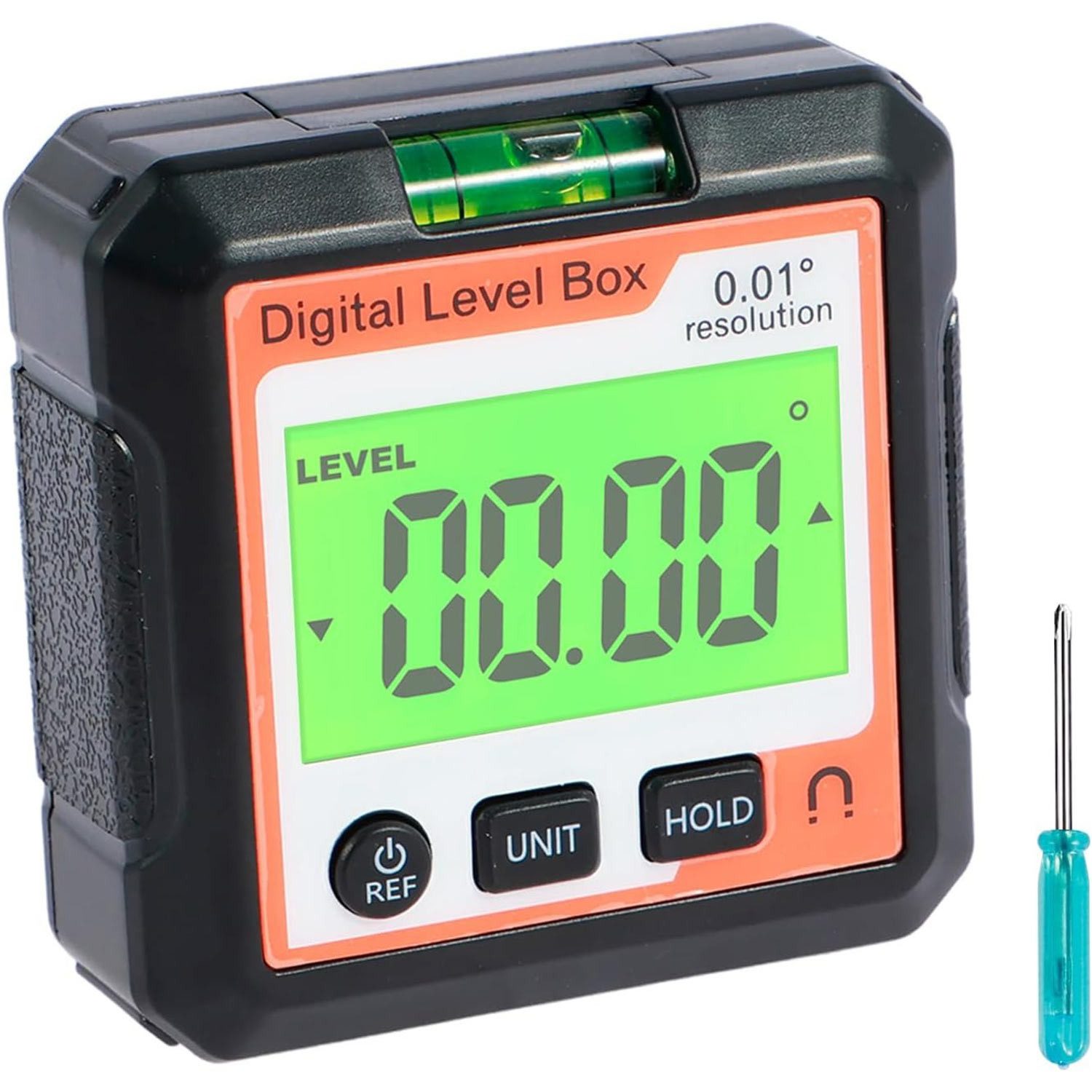 Refttenw Winkelmesser Digitaler Winkelmesser, Elektronisches Wasserwaage- Winkelmessgerät, bis 90,00°, 4x90° Neigungsmesser für Holzarbeiten Bauwesen Autoreparatur