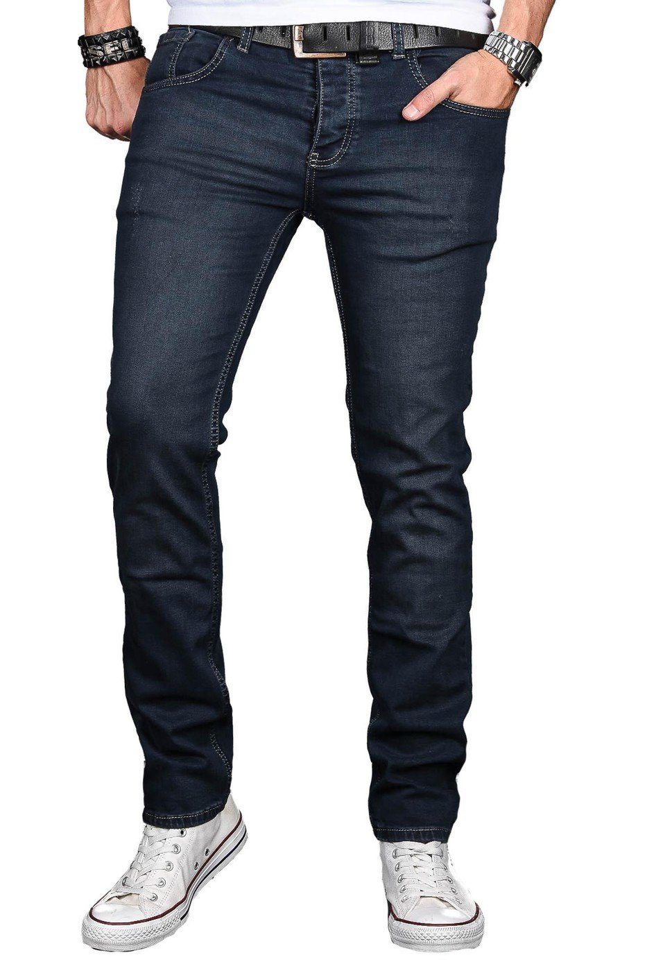 Alessandro Salvarini Straight-Jeans ASLuca Stretch mit Elasthan indigo