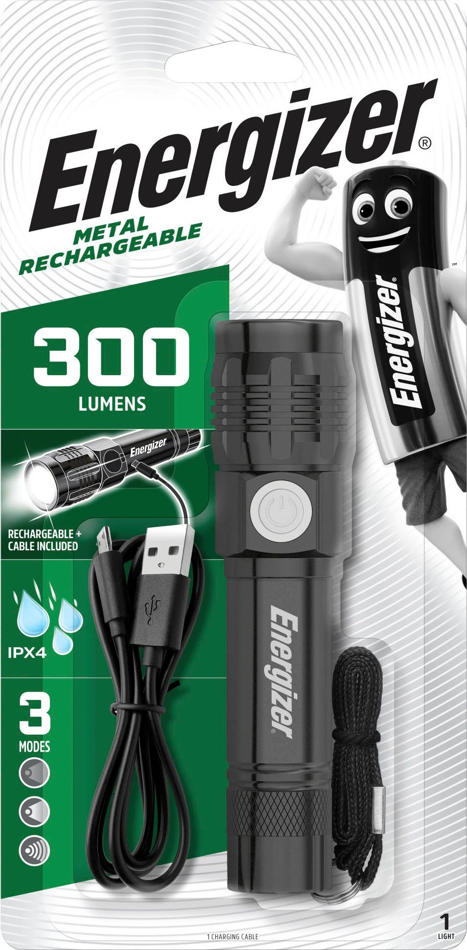 Rechargeable Value Energizer Taschenlampe 300 Lumen Metal