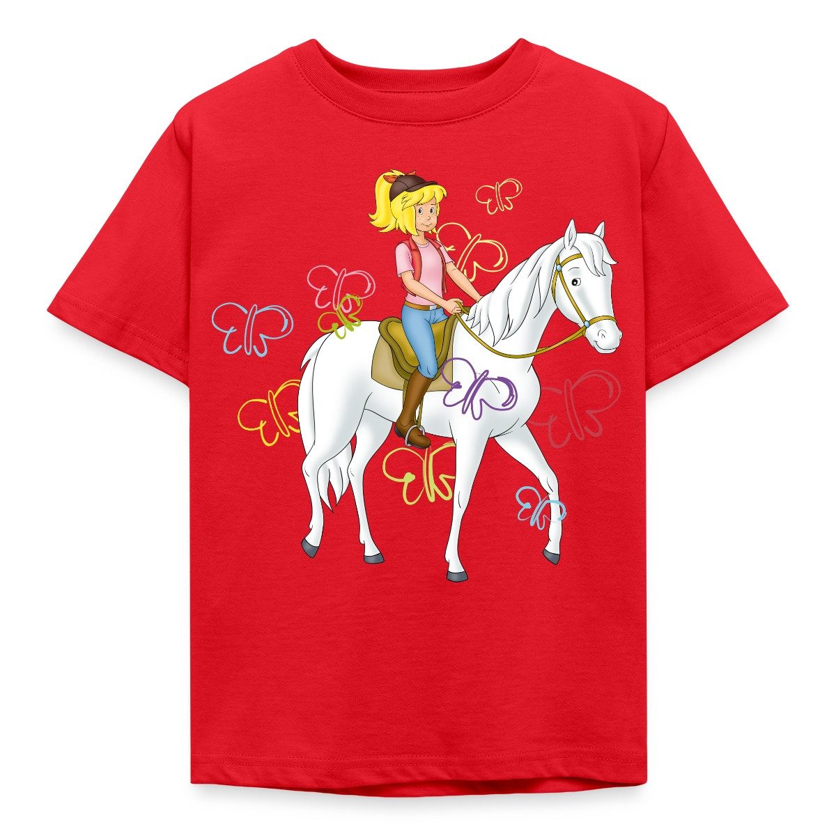 Spreadshirt T-Shirt Bibi Und Tina Bibi Reitet Auf Stute Sabrina Kinder T-Shirt (1-tlg)