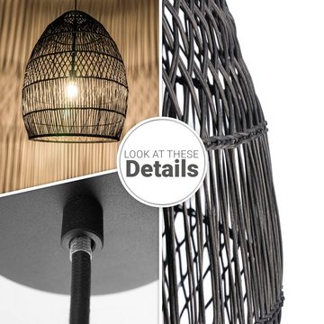 Paco Home Pendelleuchte VIHMO, ohne Leuchtmittel, Rattan Pendelleuchte Wohnzimmer Natur LED Boho Rustikal Korb E27