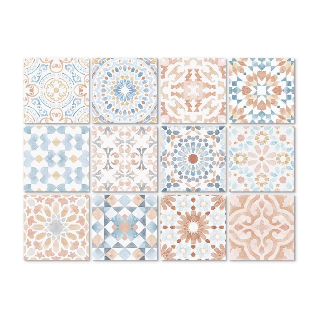K&L Wall Art Fliesenaufkleber selbstklebend Klebefliese Set Marokkanische Kachel Aquarell. € 19,99