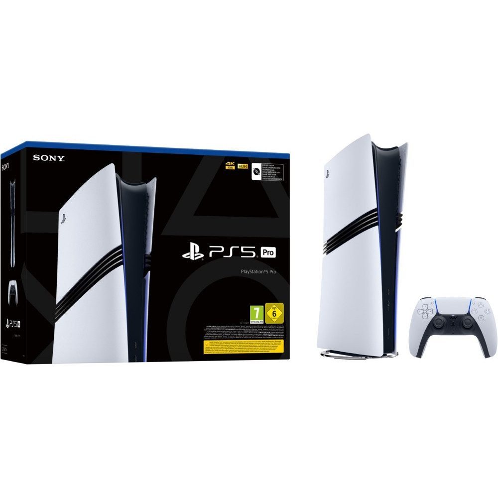 Sony Professional Sony PlayStation 5 Pro Konsole 2 TB Digital Edition 2TB (1 St), 2 TB SSD, PSSR, erweitertes Raytracing, 4K bis 120 FPS, Wi-Fi 7