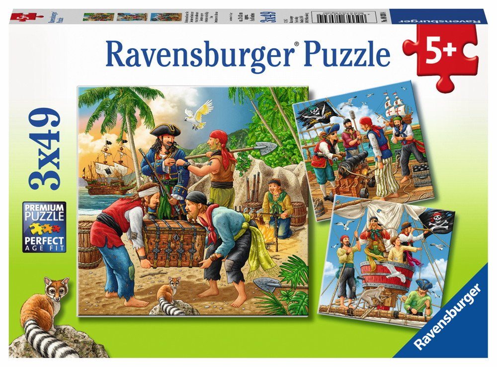 Ravensburger Puzzle 3 x 49 Teile Ravensburger Kinder Puzzle Abenteuer auf hoher See 08030, 49 Puzzleteile | Puzzle