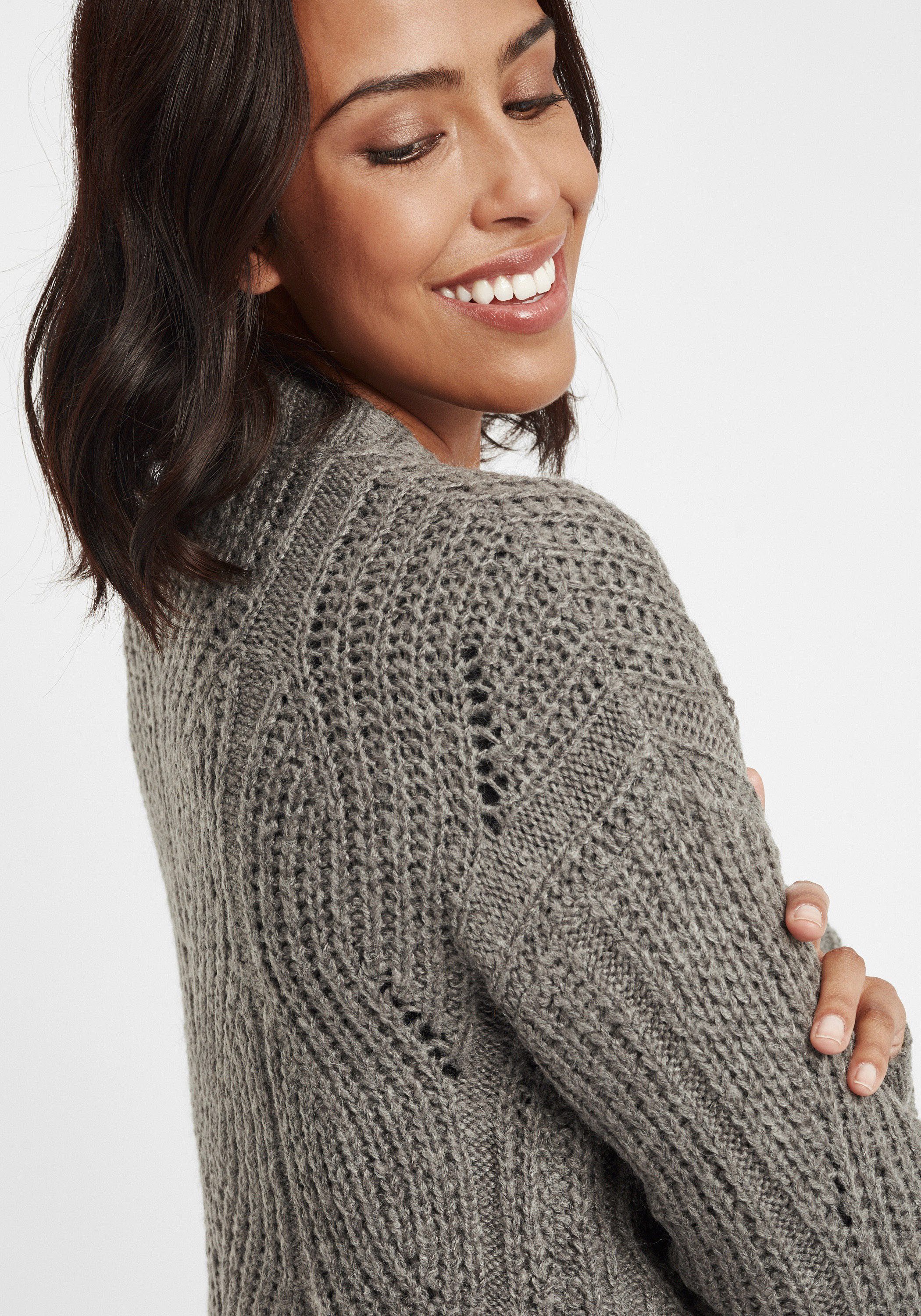 OXMO Strickjacke OXClea Cardigan in Ajour-Strickmuster