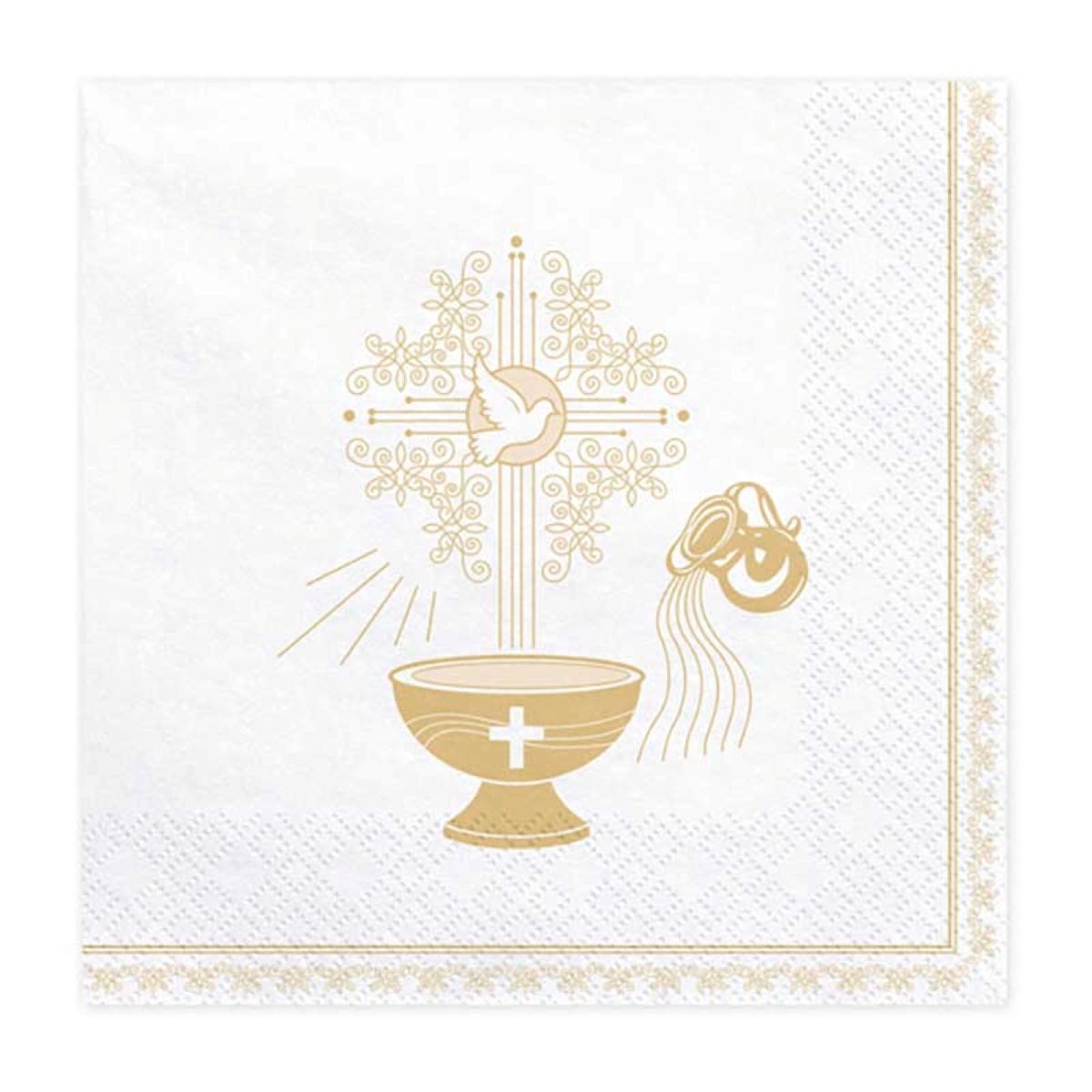 partydeco Hängedekoration Servietten Taufe Gold 20Stk/33x33cm günstig online kaufen
