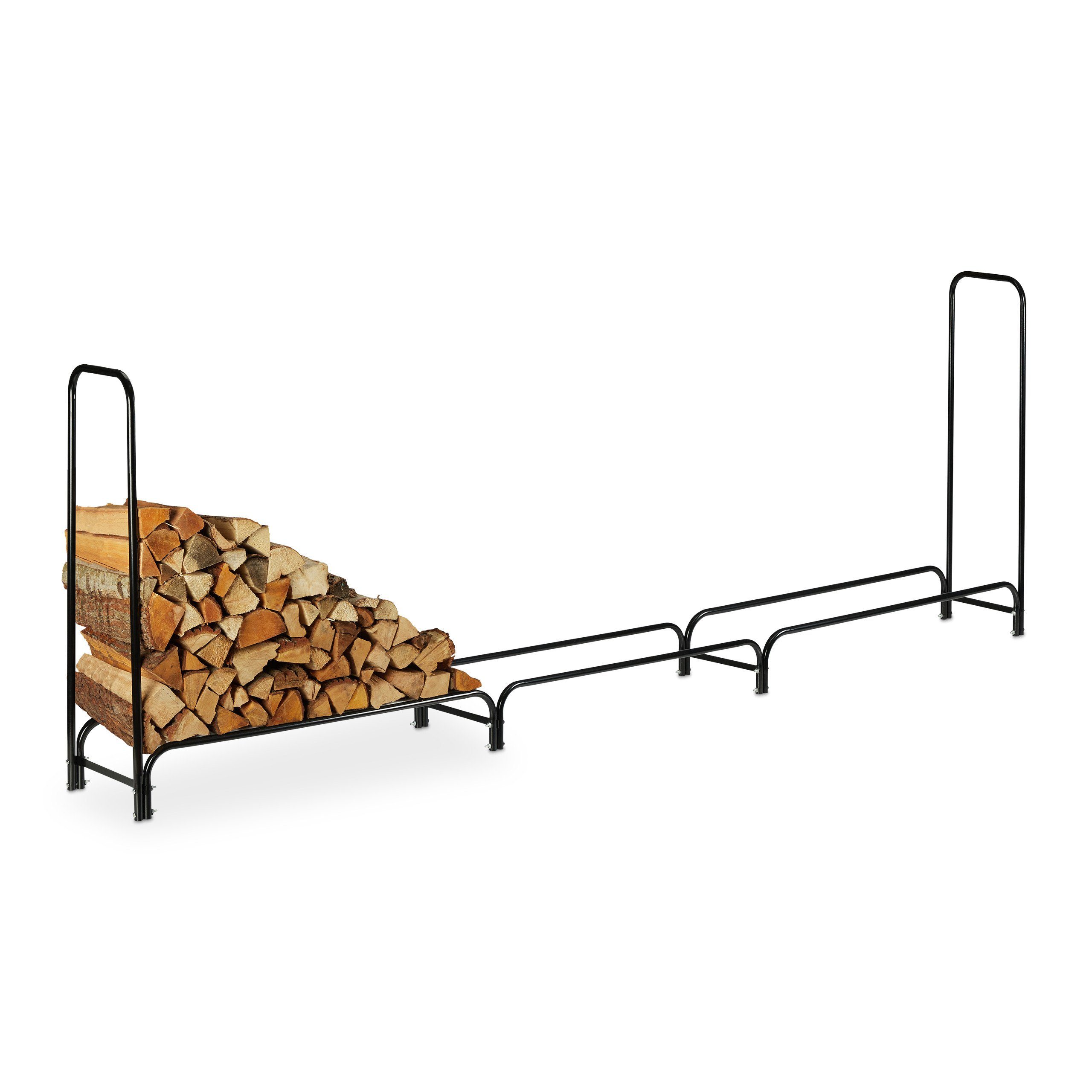 relaxdays Kaminholzregal Großes Kaminholzregal aus Metall, BxTxH:370x38.5x122 cm