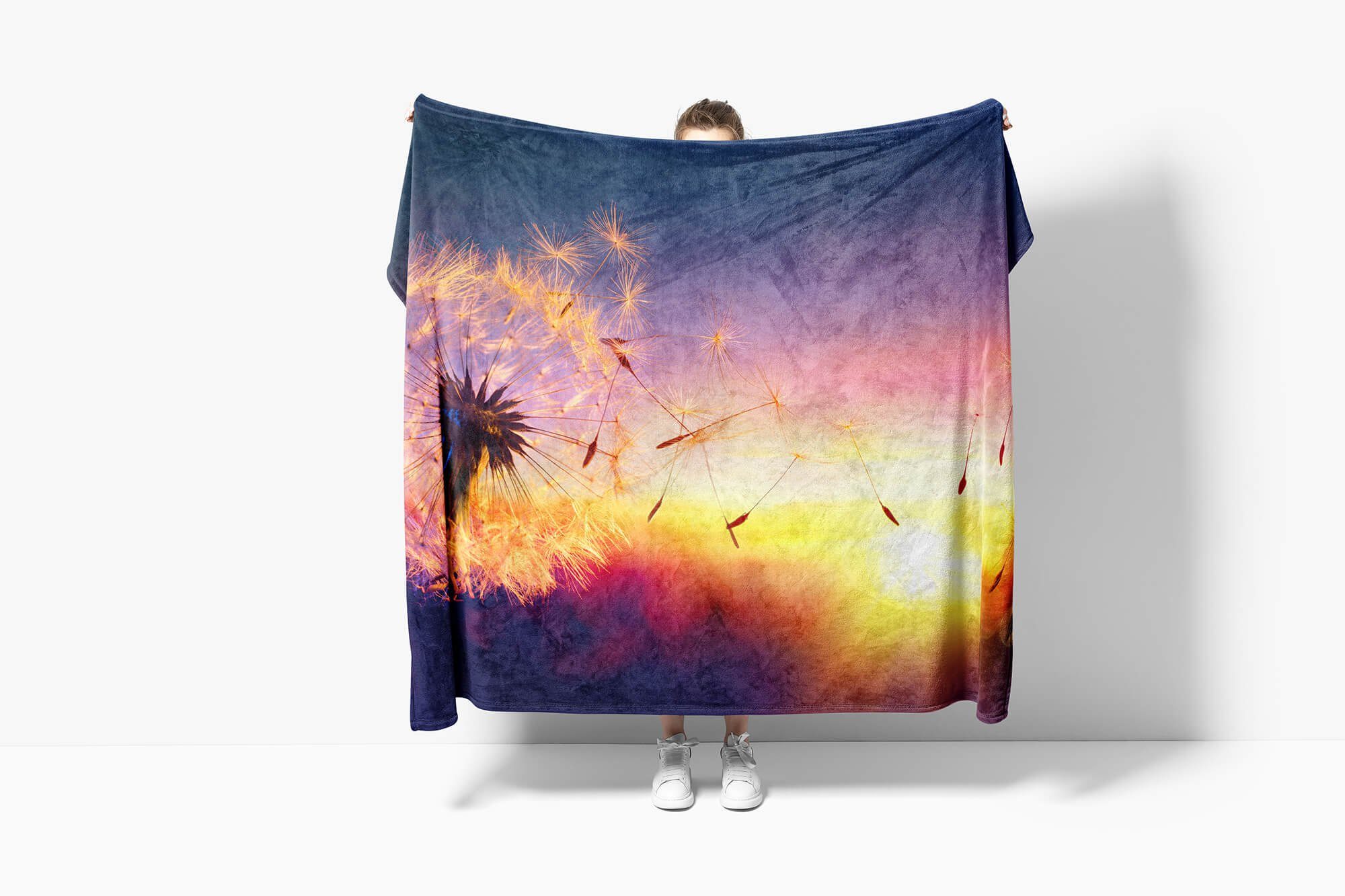 Sinus Art Handtücher Handtuch Strandhandtuch mit Sommer, Handtuch (1-St), Pusteblume Fotomotiv Saunatuch Baumwolle-Polyester-Mix Kuscheldecke