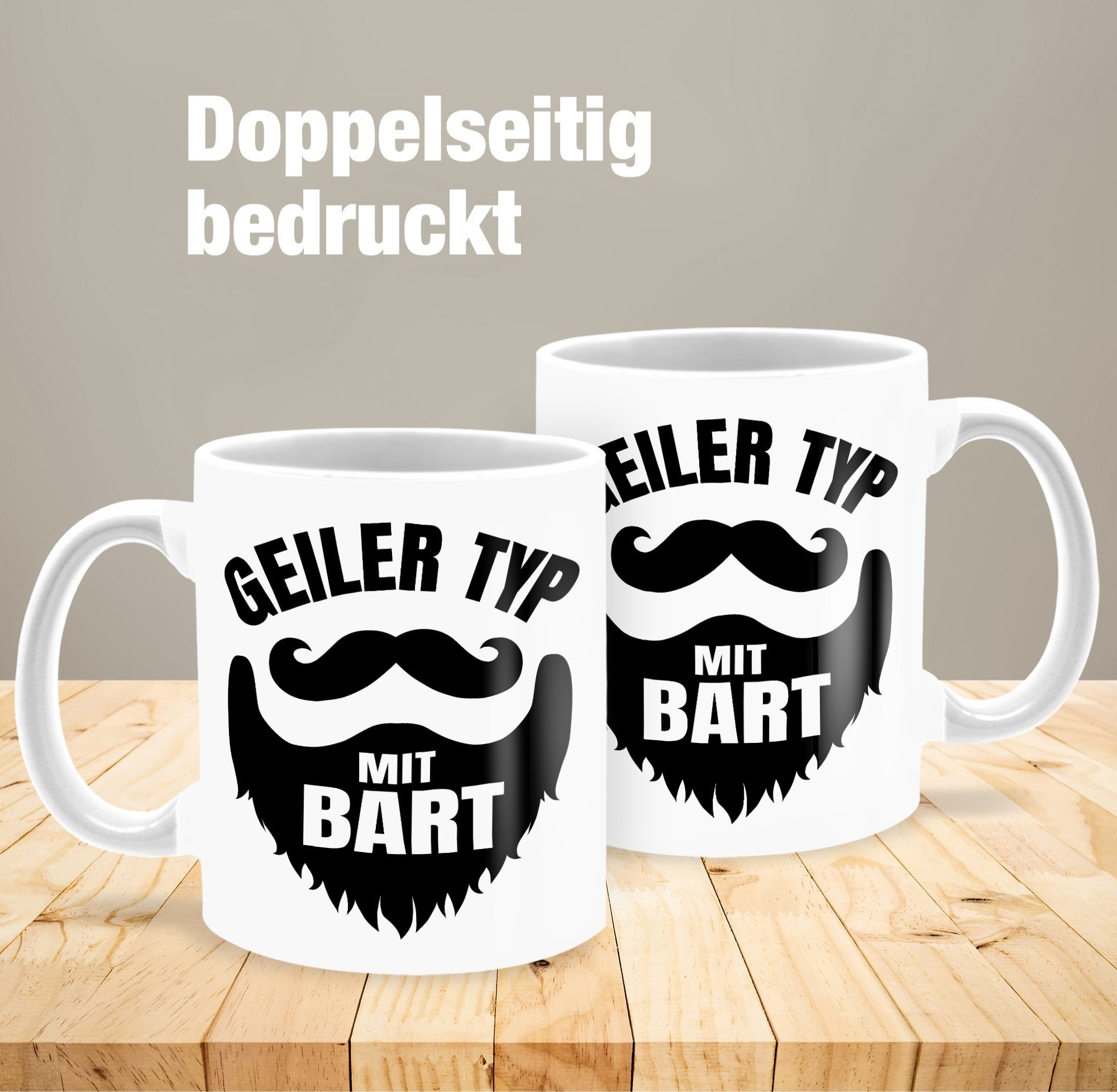 Shirtracer Tasse mit Bartträger für Bart Statement Typ Keramik, 2 - Weiß Männer Sprüche Geschenk Bärten, Geiler