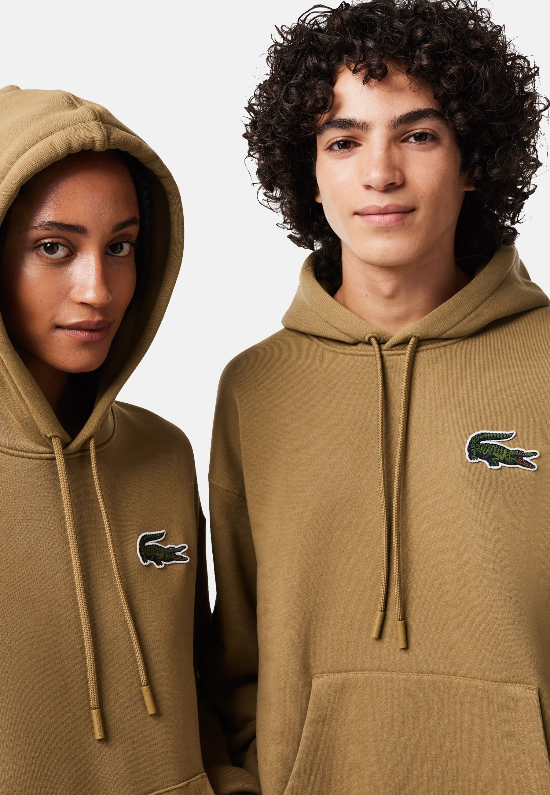 Kapuzensweatshirt mit Lacoste Kängurutasche Hoodie (1-tlg) und Brown Hoodie