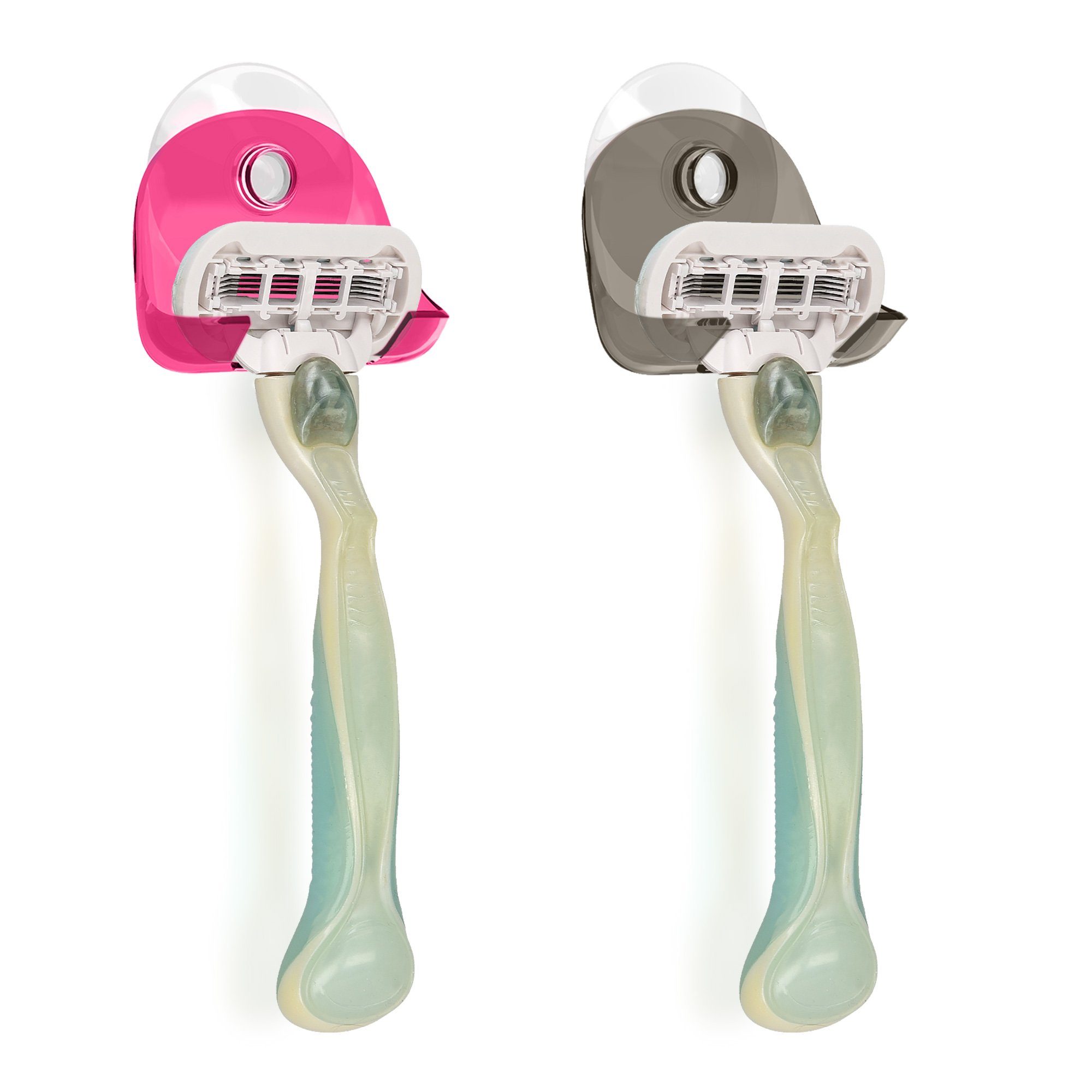 kwmobile Rasier-Set 2x Saugnapf Halterung für Rasierer, 2-tlg., für Glas und Fliesen - Nassrasierer Saugnapf Halter Set - Wand Haken