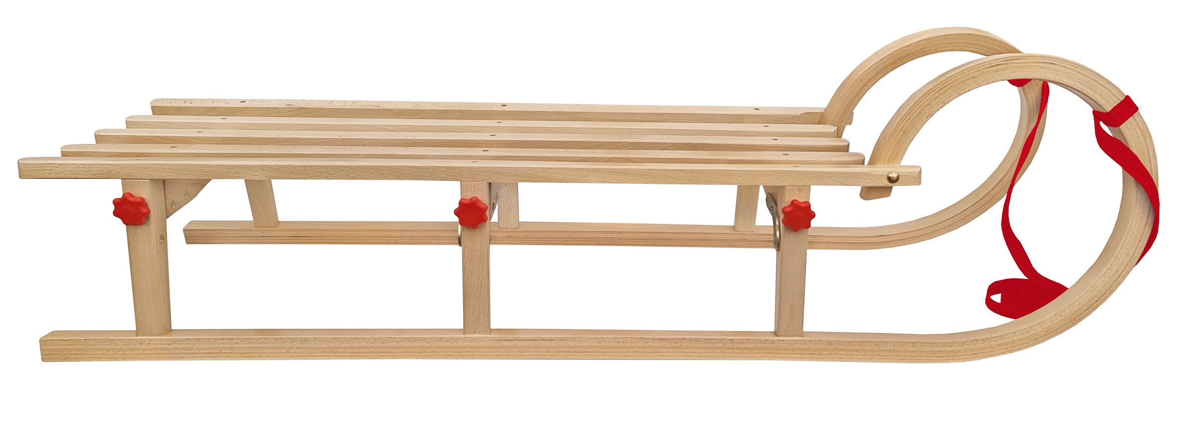 ERST-HOLZ Schlitten Rodelschlitten Klappschlitten aus Buche 125 (ohne Zubehör), V-21-125 - langer Schlitten 125 cm- mit wählbarem Zubehör
