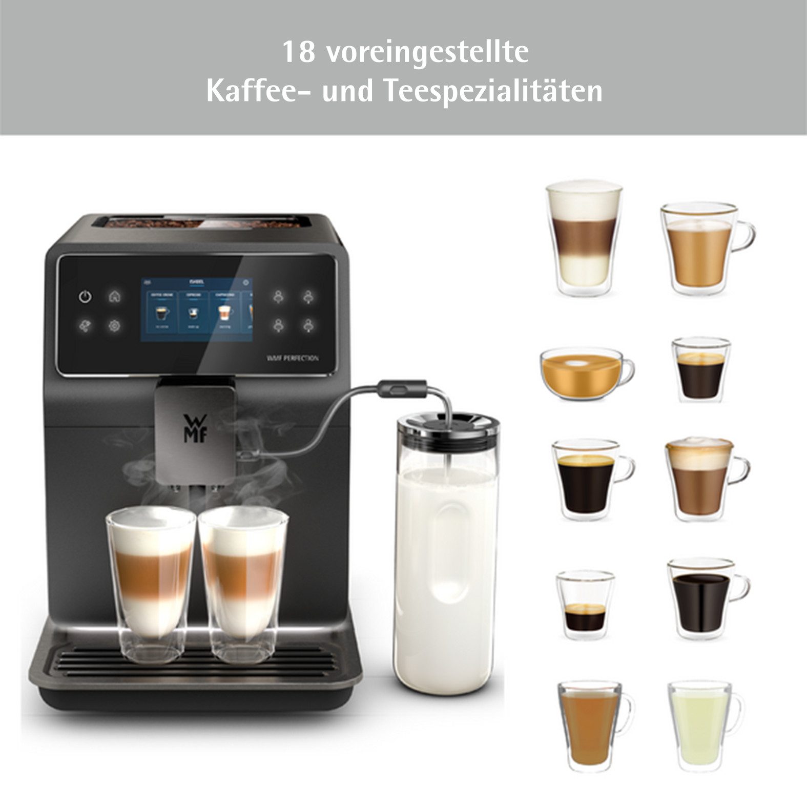 WMF Kaffeevollautomat Perfection 890L CP855815, intuitive Benutzeroberfläche, perfekter Milchschaum, selbstreinigend