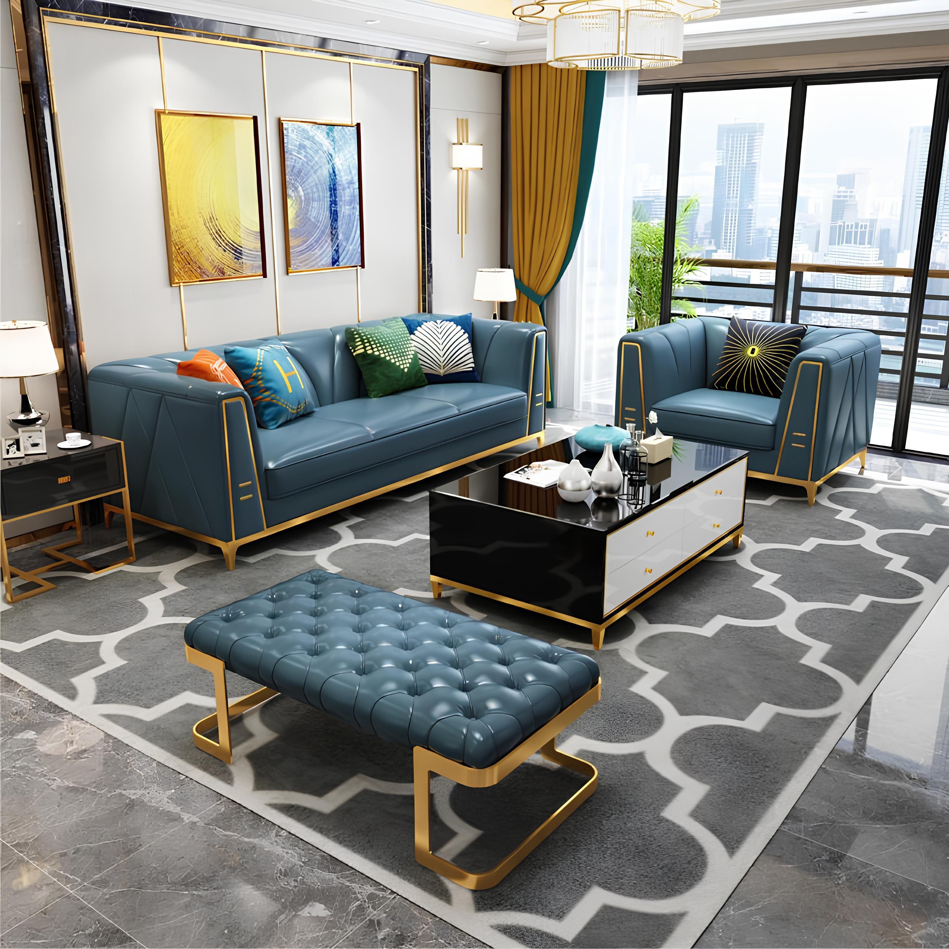 Xlmoebel Chesterfield-Sofa Exklusive Chesterfield Garnitur mit hochwertiger Polsterung, Hergestellt in Europa