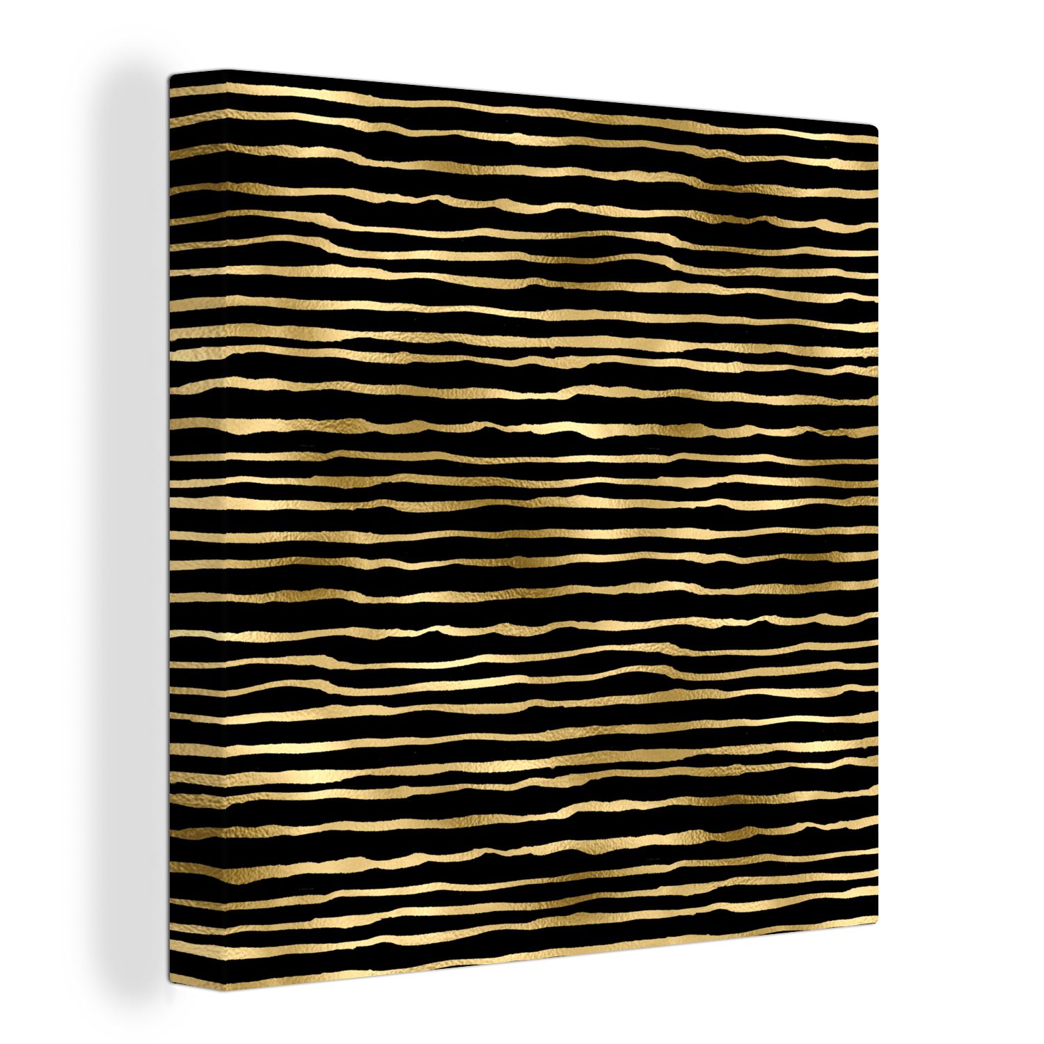 OneMillionCanvasses® Leinwandbild Muster - Gold - Schwarz, (1 St), Leinwand Bilder für Wohnzimmer Schlafzimmer