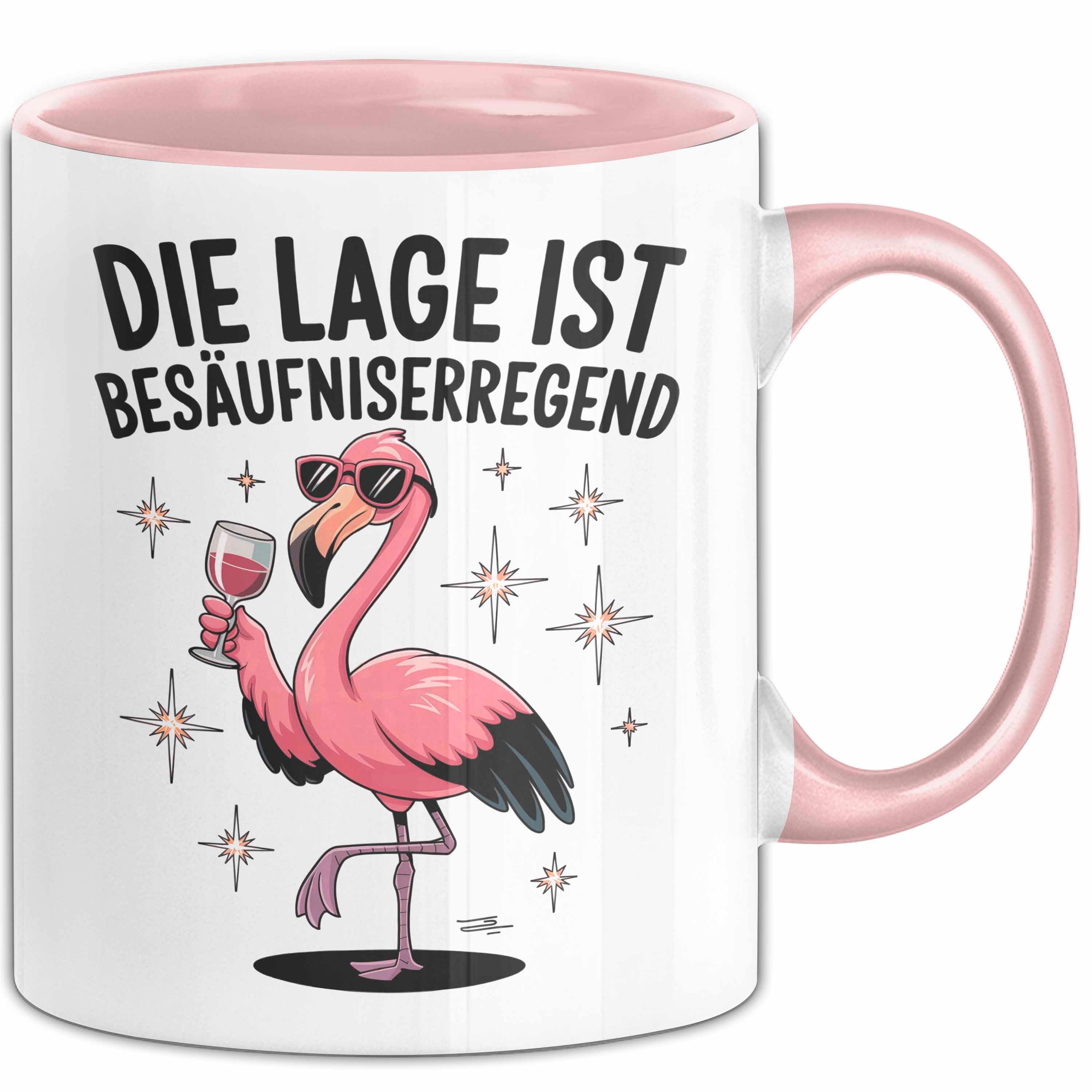Trendation Tasse Flamingo Trinkend Tasse Geschenk Lustige Geschenkidee Spruch Die Lag