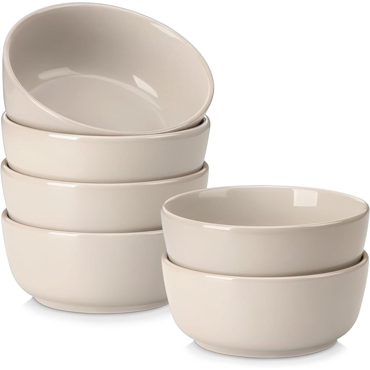 LuxusKollektion Müslischüssel Müslischalen Steingut 900ml Servierschalen Schüssel Set 6 Soft Beige