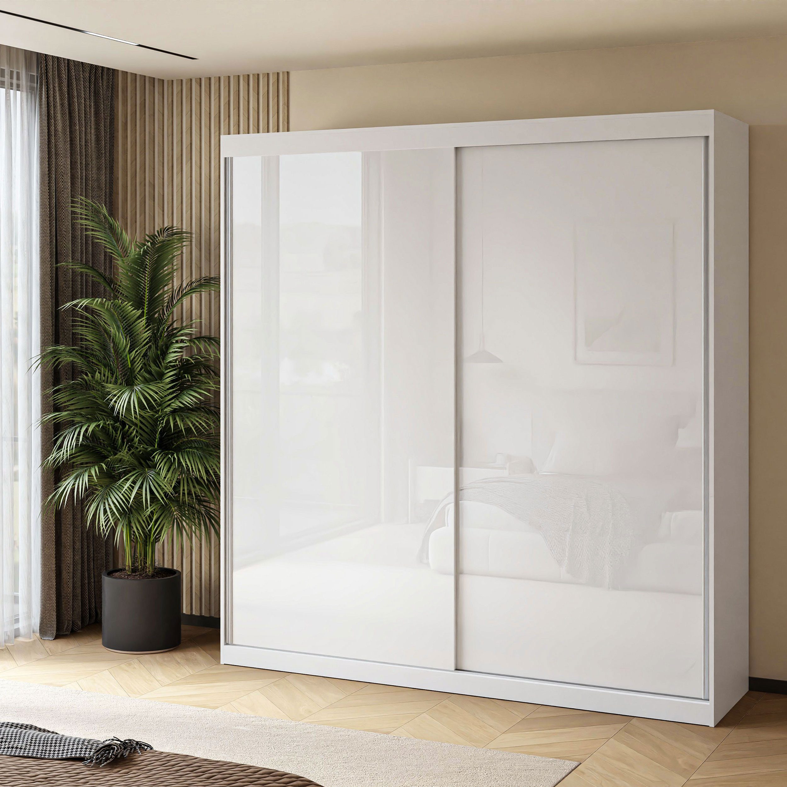Lookway Kleiderschrank BASTER GLOSSY Weiß Hochglanz, günstig online kaufen