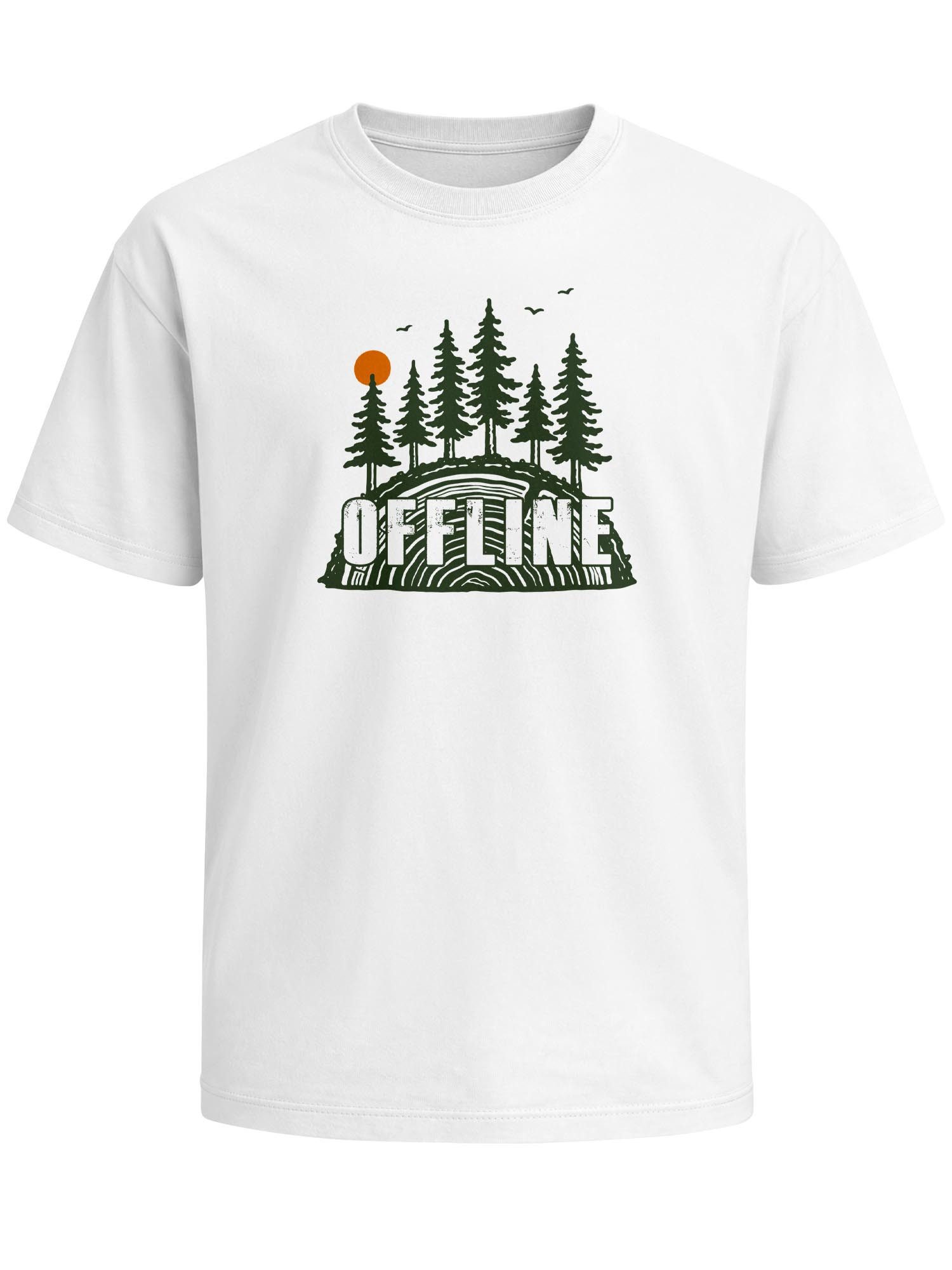 Oversize-Shirt Herren T-Shirt mit Print - Offline Bäume - Oversized Relaxed Fit
