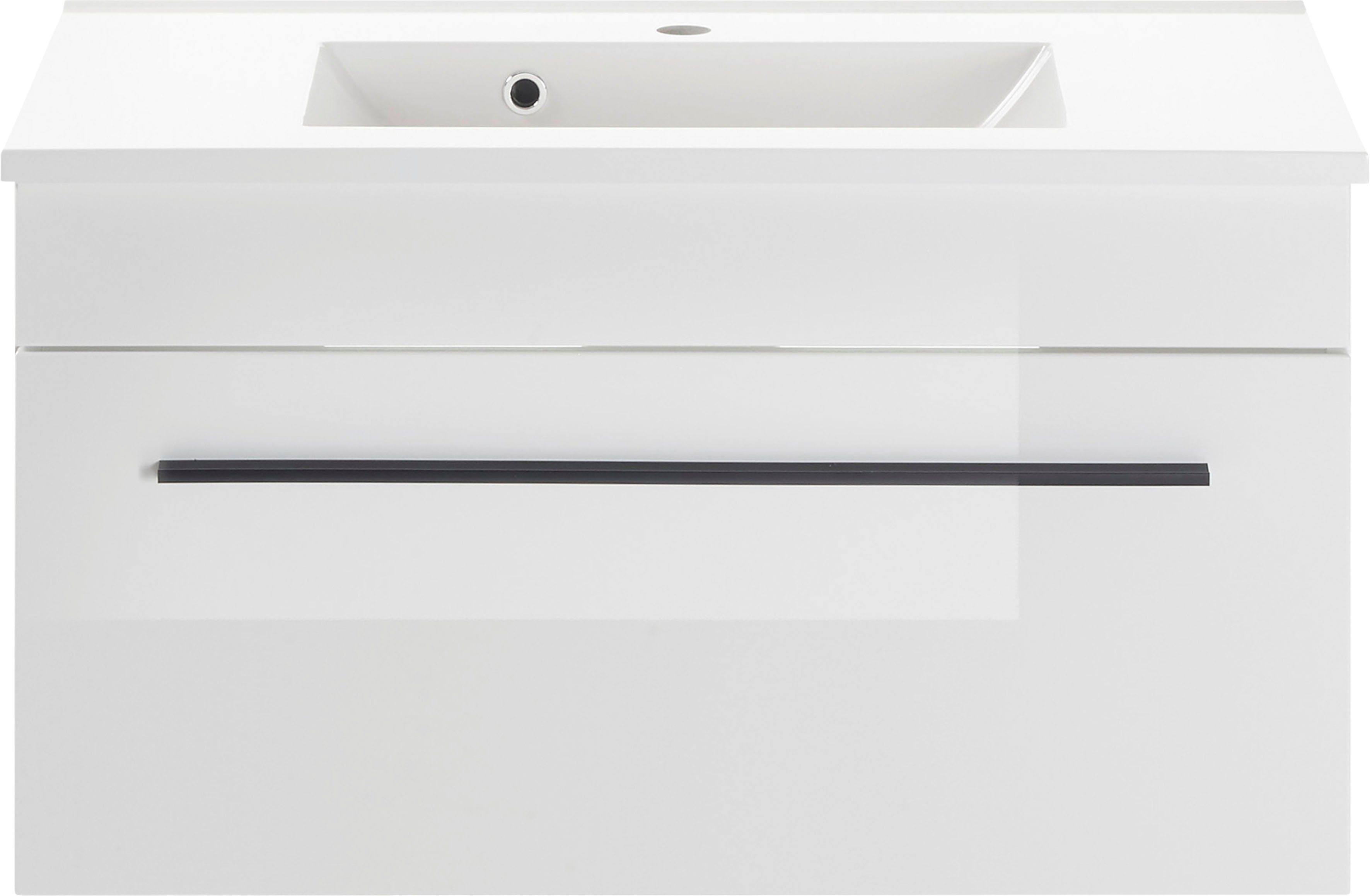 INOSIGN Waschtisch Cantara, Waschtisch inkl. Waschbecken, modernes Design, mit schwarzen Griffen, ausreichend Stauraum