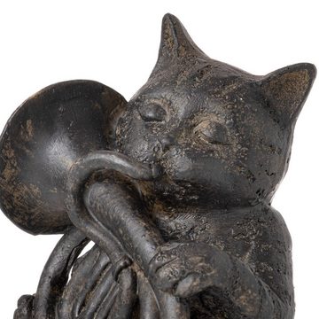 Moritz Dekofigur Deko Figur Katze mit Tuba Instrument, Katzen Dekofigur Skulptur Figur Dekoration Statue Gartenfigur Kätzchen