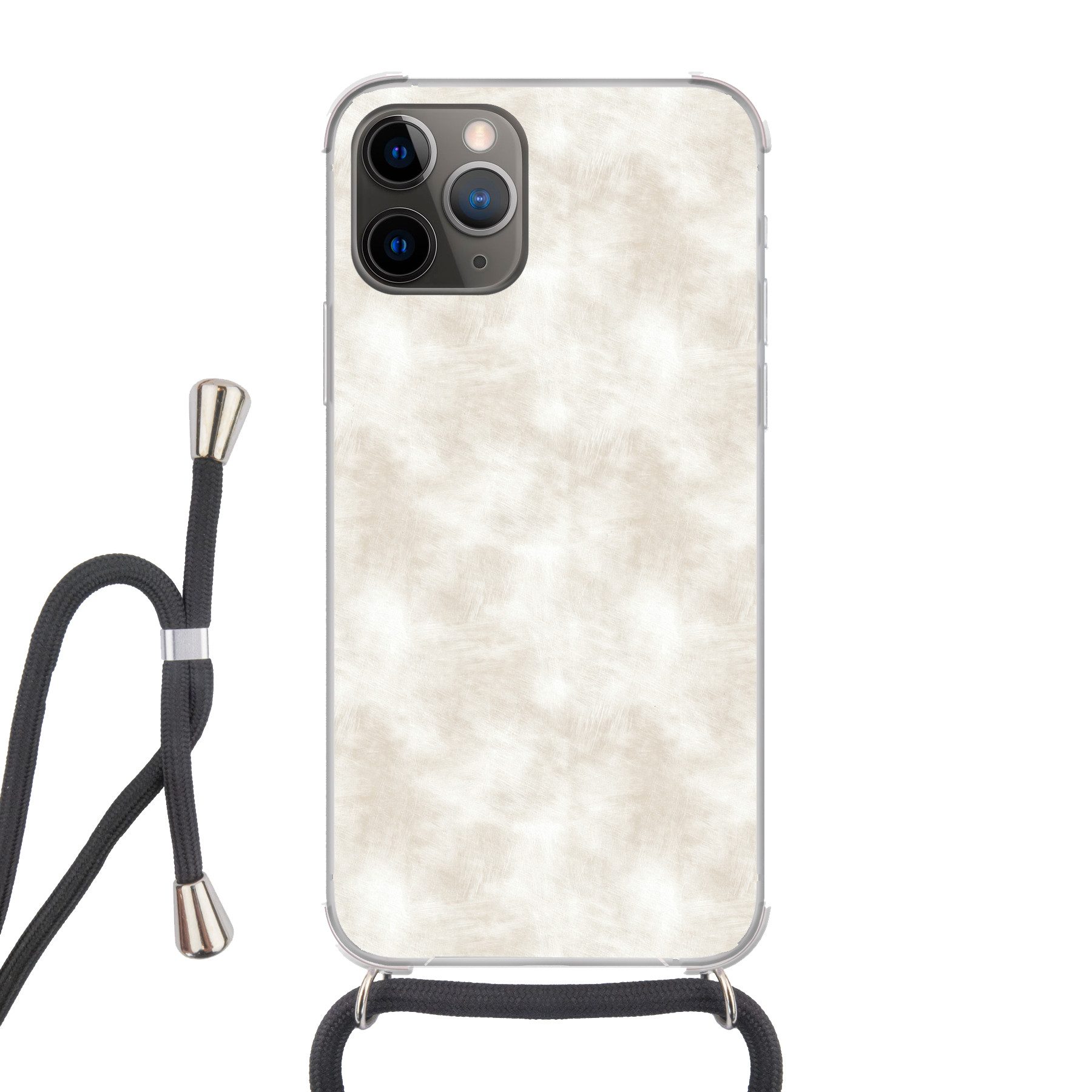 MuchoWow Handyhülle für Apple iPhone 13 Pro Dezent - Textur - Beige, Tragbare Handyhüllen mit Kette zum umhängen, Handykette Handyband