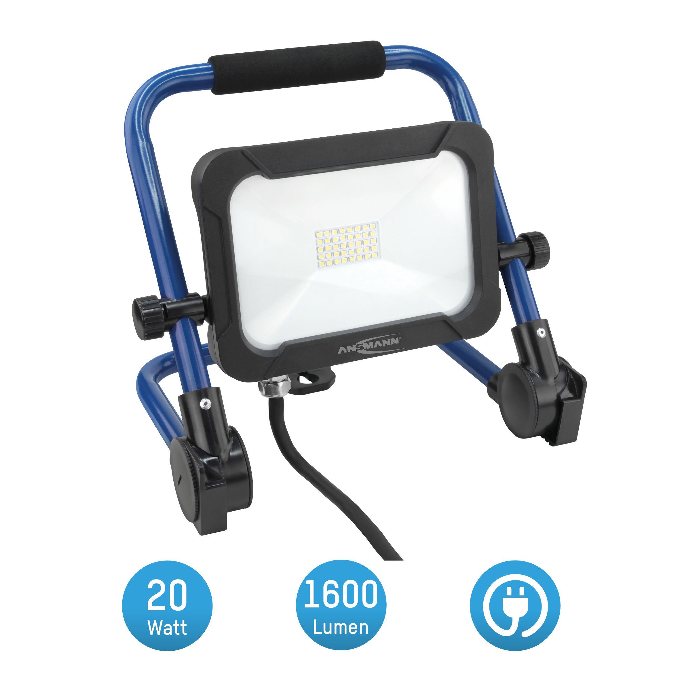 ANSMANN AG LED Baustrahler Baustrahler LED 20W – Baustellen Lampe, Bau Leuchte, IP54 wetterfest, LED