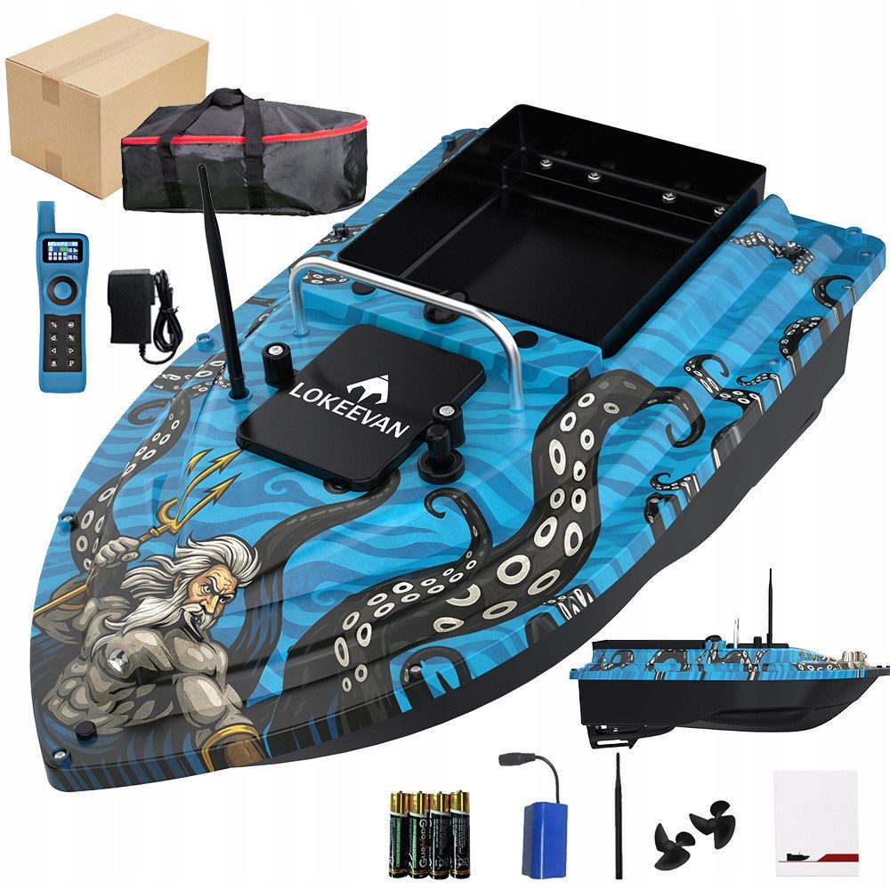 LOKEEVAN RC-Boot D32ED, 8.4 V, 12000 mAh,500 m Reichweite,GPS+Beidou,LED