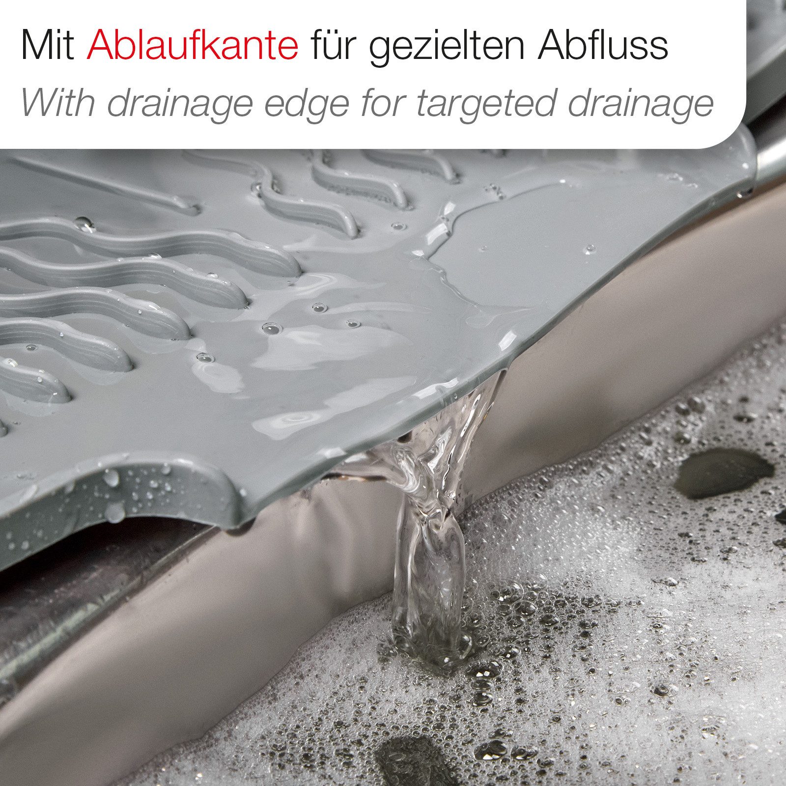 SO-TECH® Abtropfmatte Abtropfmatte 396x327mm für Geschirr & Besteck Silikon, Grau, rutschfest, hitzebeständig, spülmaschinengeeignet – Bild 4 von 5