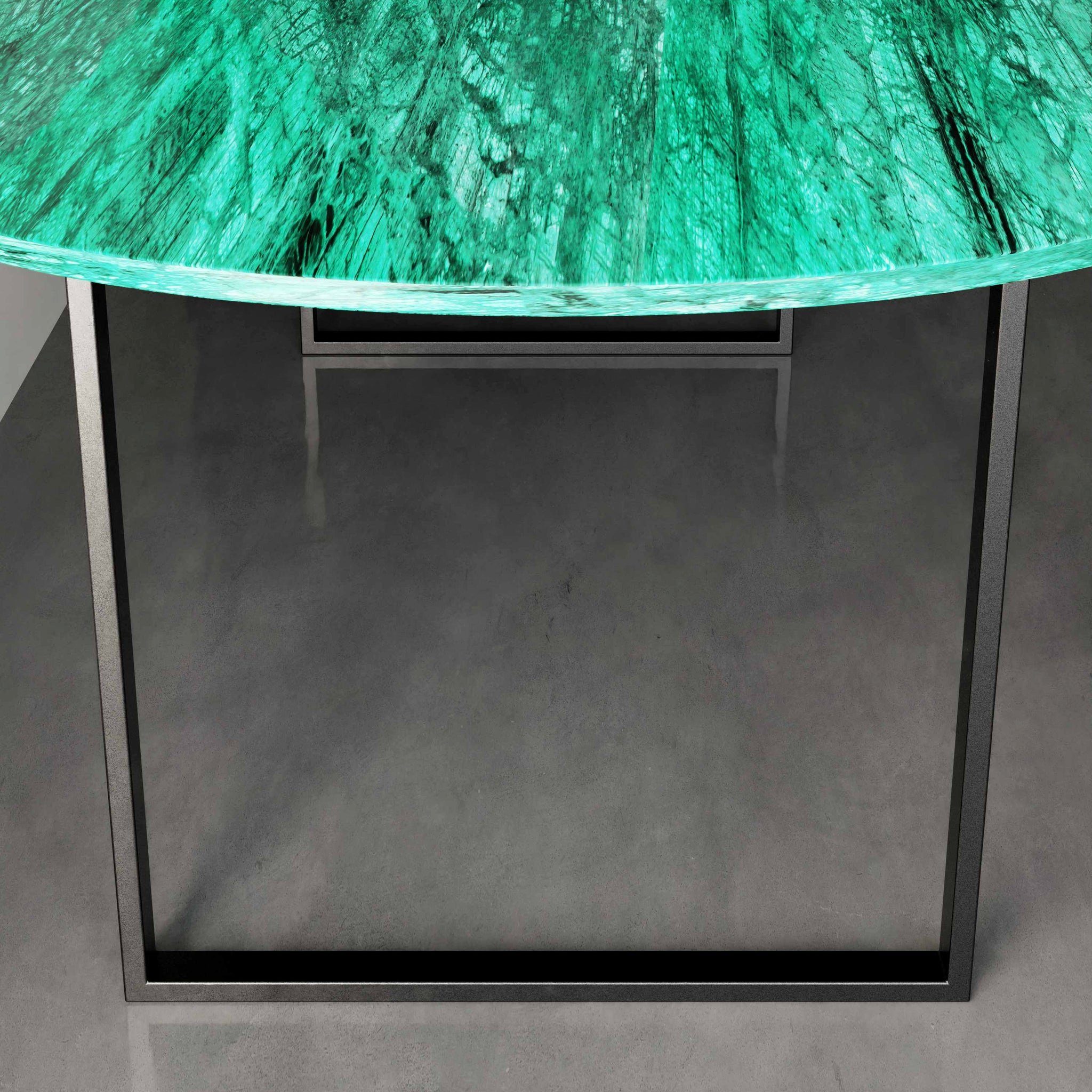 BERGEN Verde ECHTEM MAGNA Esstisch oval, Esstisch Metallgestell, mit 200x100x75cm OVAL weiß MARMOR, Atelier schwarz Guatemala