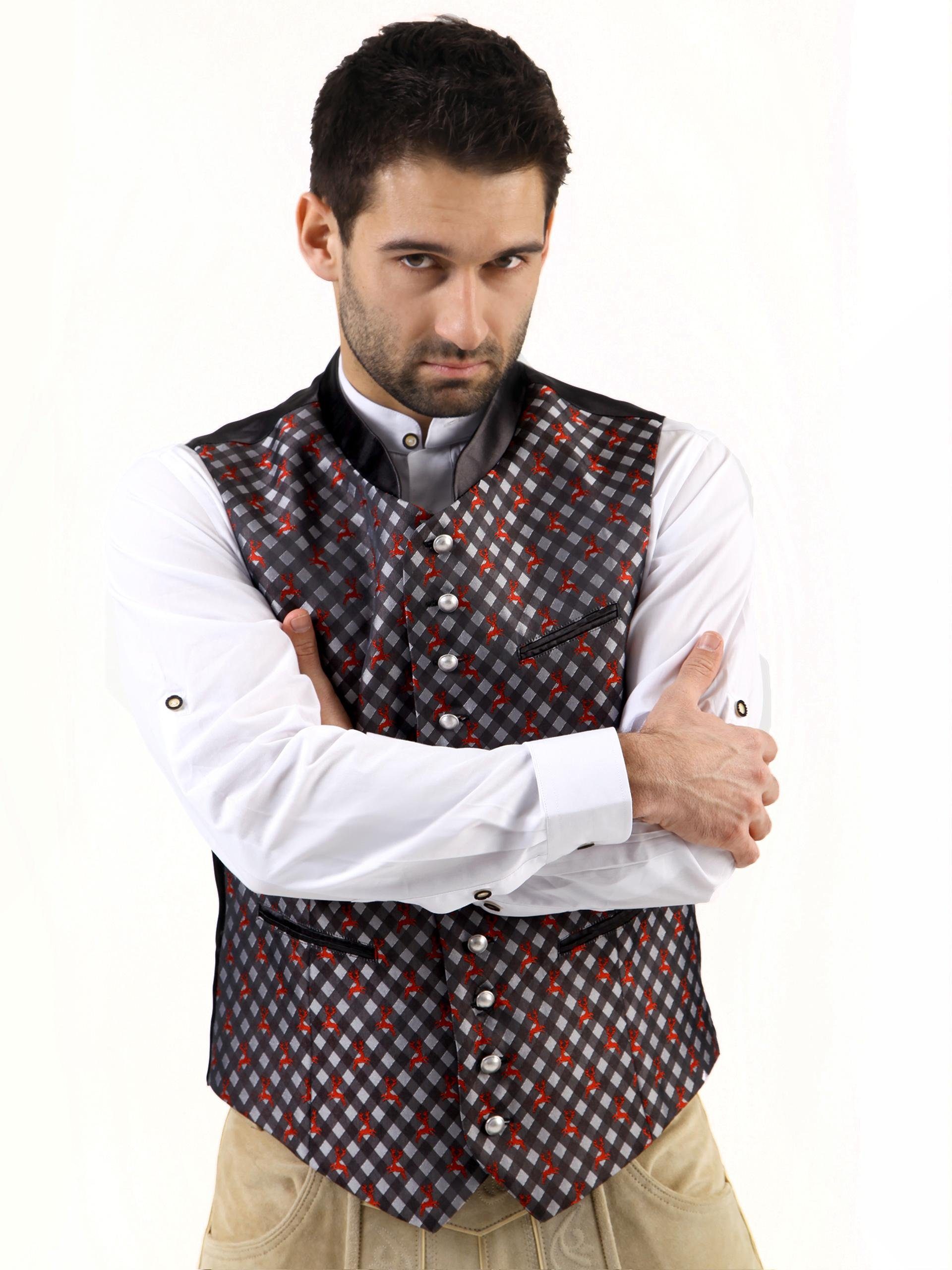 Almbock Trachtenweste Trachtengilet Toni (1-tlg) anthrazit gemustert günstig online kaufen