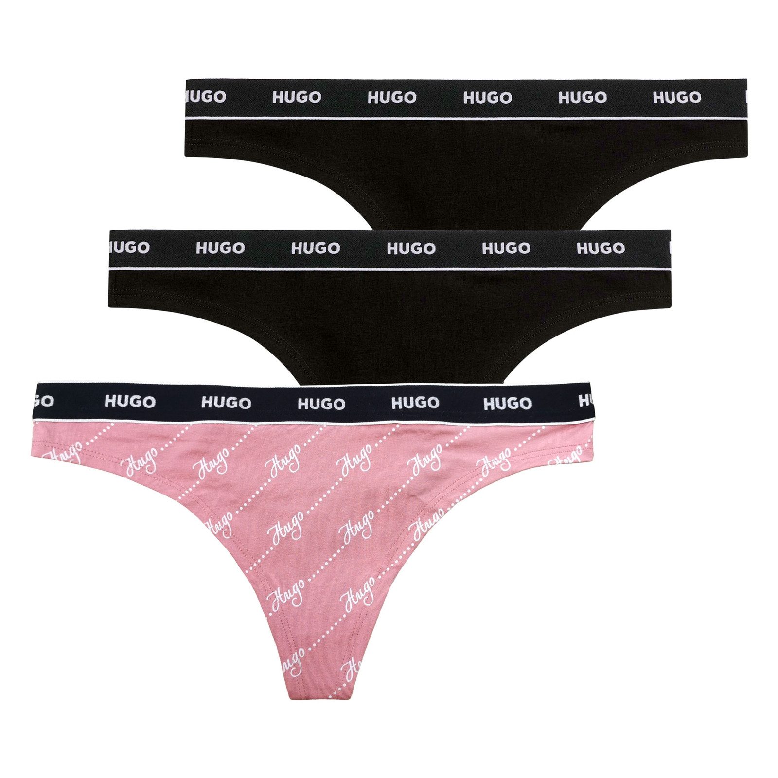 HUGO String Triplet Thong Design (3-St) mit umlaufenden Markenschriftzug