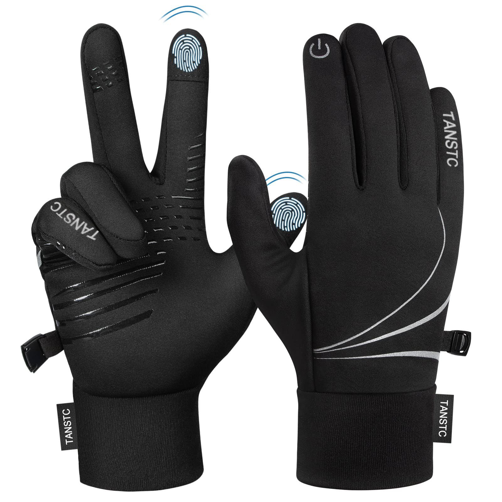 TANSTC Fahrradhandschuhe Winter Handschuhe Herren Damen Winterhandschuhe Thermohandschuhe (Set) Touchscreen,rutschfeste,reflektierende,wärme,leicht,winddicht