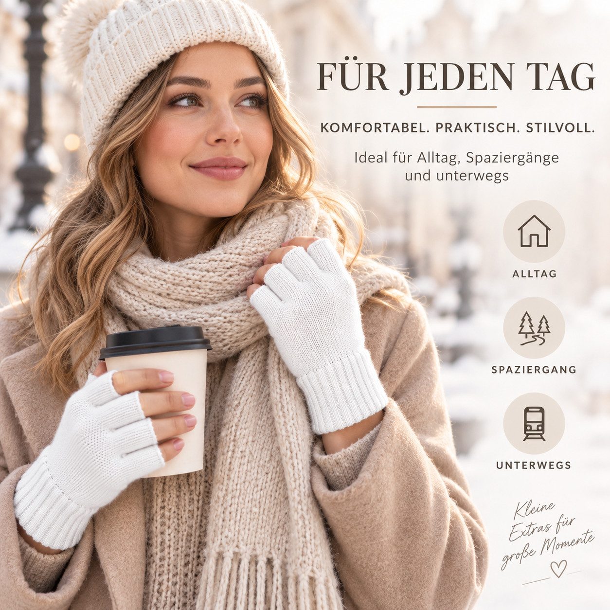 herémood Strickhandschuhe Fingerlose Handschuhe Winter für Damen Herren, Winterhandschuhe vollständig bedeckte Finger, Testsiegel SEHR GUT (Note 1,1) – Bild 5 von 5