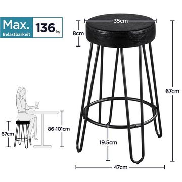 Yaheetech Barhocker (2 St), Barstuhl Sitzhocker Tresenhocker Hocker