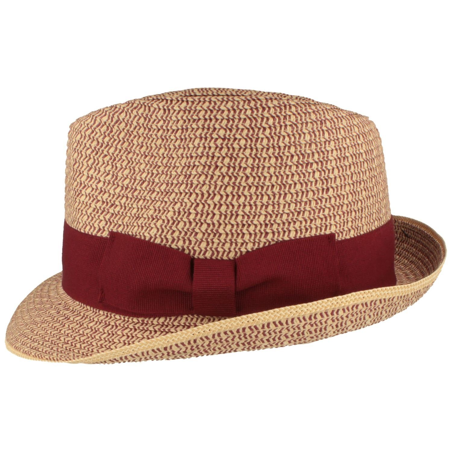 Breiter Strohhut Rollbarer Trilby modisch meliert bordeaux mel