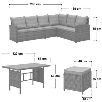 SVITA Loungeset MONROE, (Lounge-Set, 4-tlg., Gartenlounge), Garten-Lounge, Poly-Rattan, Sitzgruppe, Outdoor, Lounge-Möbel