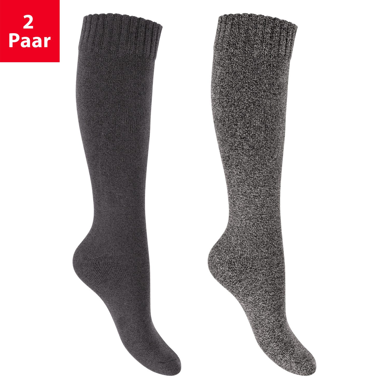 Footstar Thermosocken Damen Frottee Kniestrümpfe (2/4 Paar), Baumwolle, Thermo