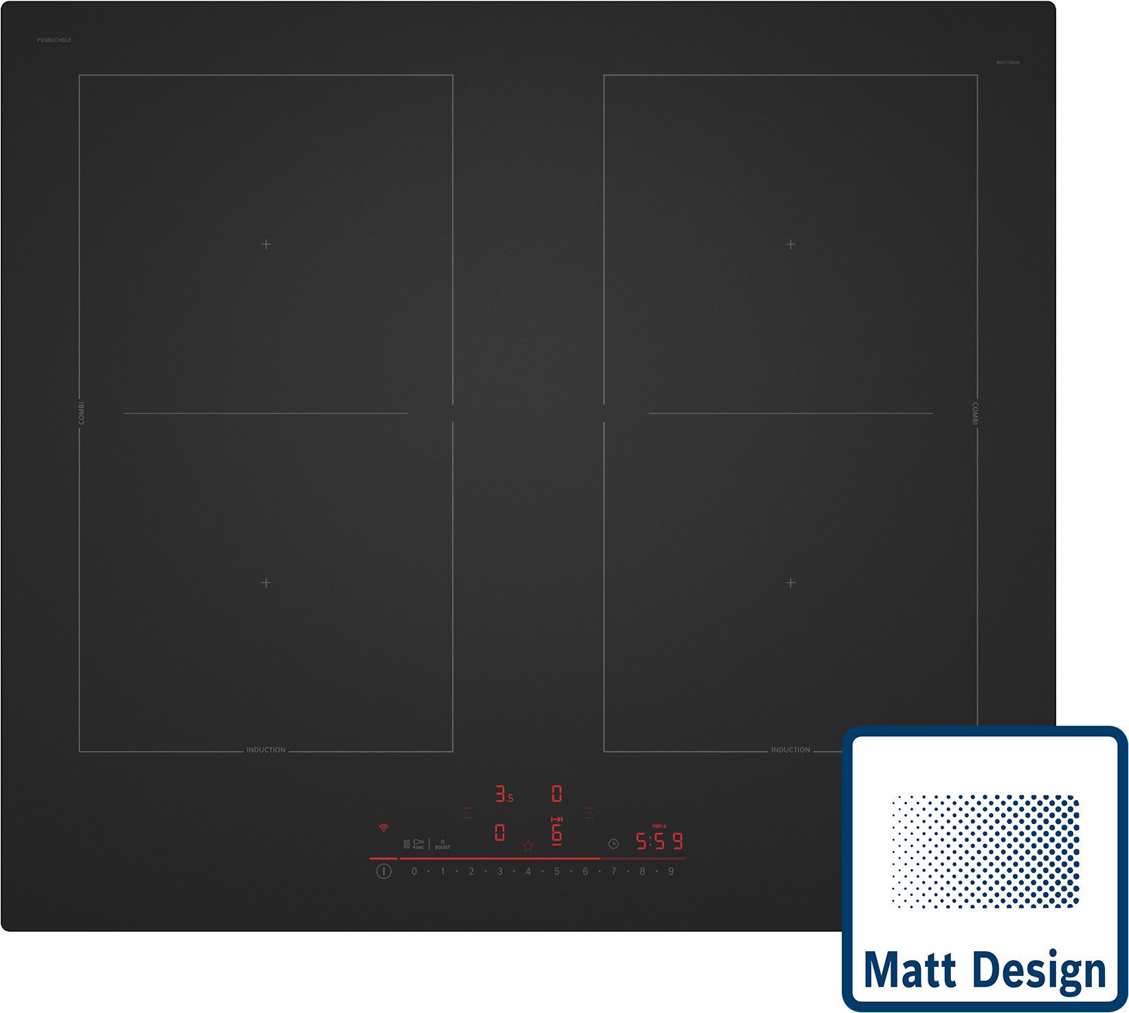 BOSCH Induktions-Kochfeld Serie 6 PVQ61CHB1E, Moderne matte Optik: 5x weniger sichtbare Kratzer