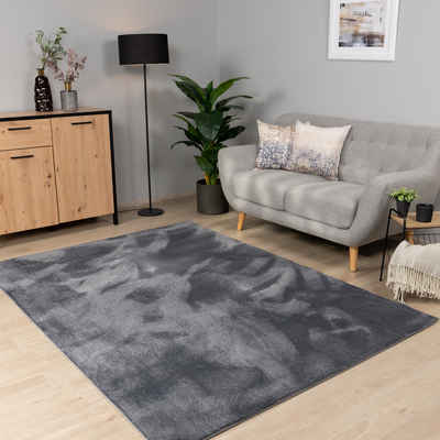 Teppich Esszimmer Kurzflor Waschbar Uni Design Teppich, Paco Home, Rechteckig, Höhe: 14 mm