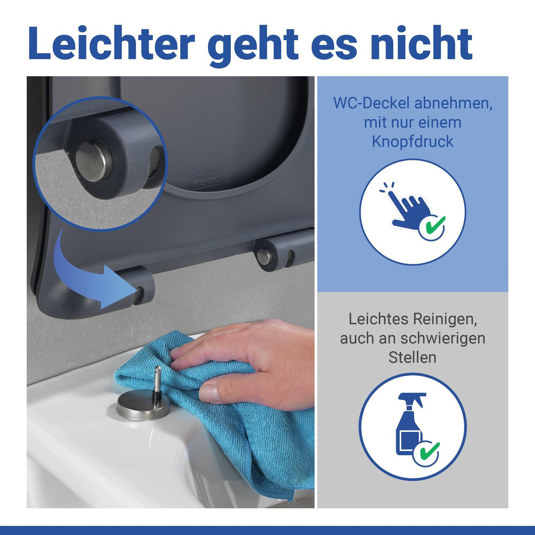 WENKO WC-Sitz Sedilo matt Schwarz (1-St), aus Duroplast, mit Absenkautomatik – Bild 5 von 5