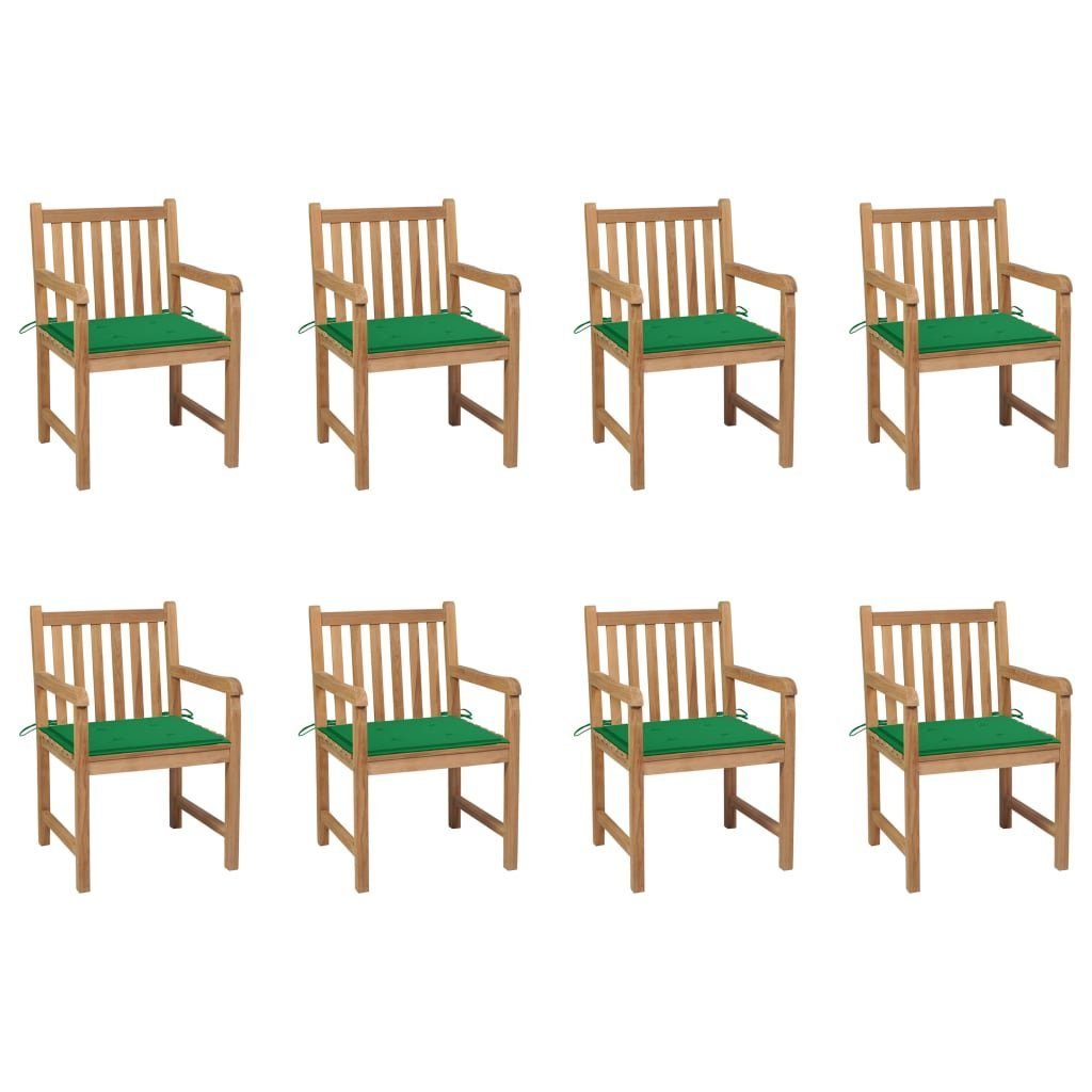 Gartenstuhl Grünen Gartenstühle mit 8 Stk. Kissen Massivholz Teak furnicato