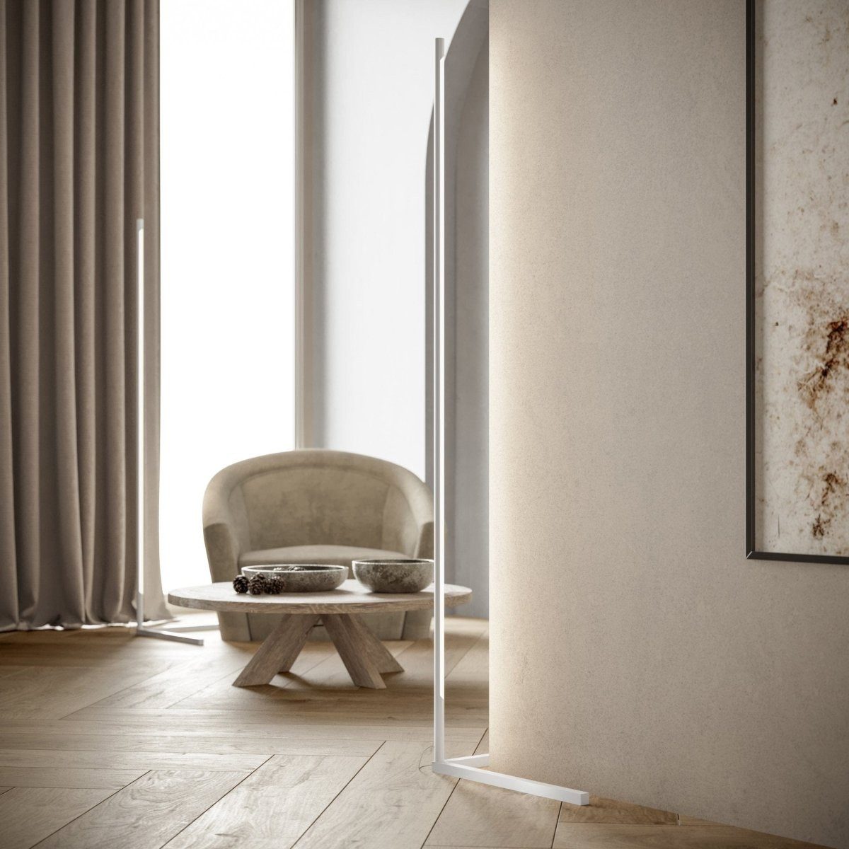 Neona LED Stehlampe HELIOS Weiß, Dimmbar per Fernbedienung, mit Memory-Funk günstig online kaufen