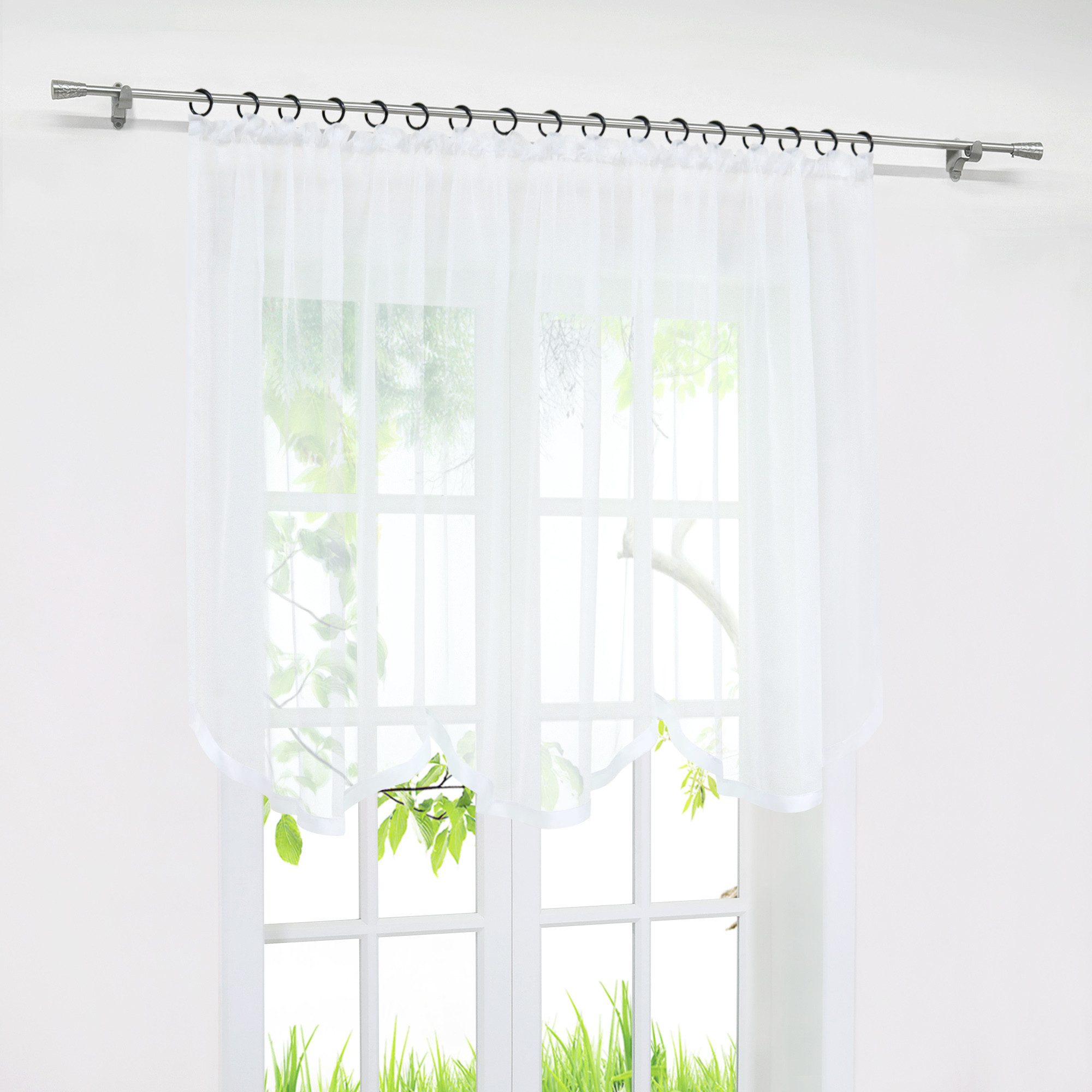 Joyswahl Scheibengardine Bogenstore (1 St), Kräuselband, transparent, Voile günstig online kaufen