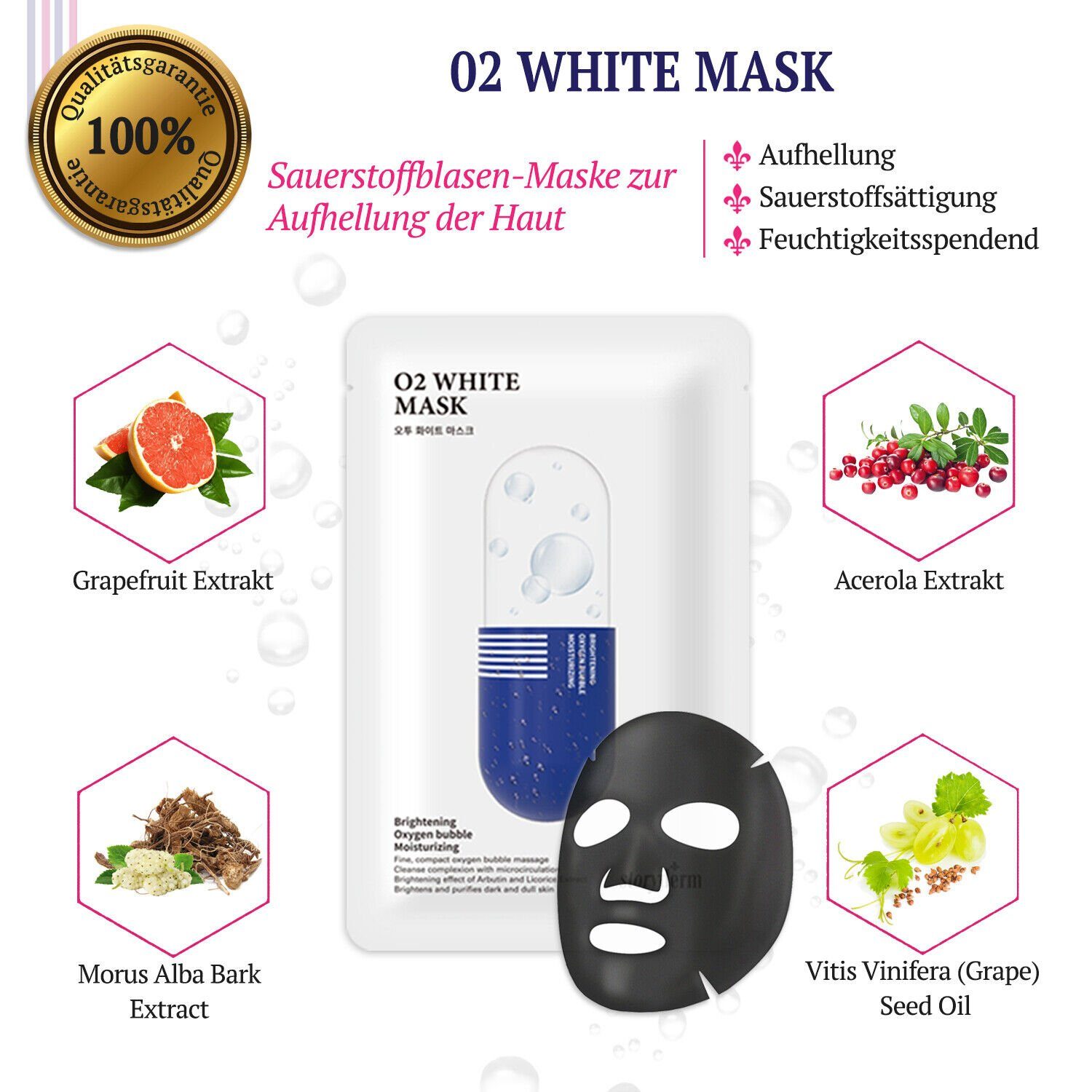 Storyderm Gesichtsmaske WHITE NEUHEIT 1-tlg. Tuchmaske Korea aus Pflege 02 Storyderm WHITE, Premium O2 Gesichtsmaske