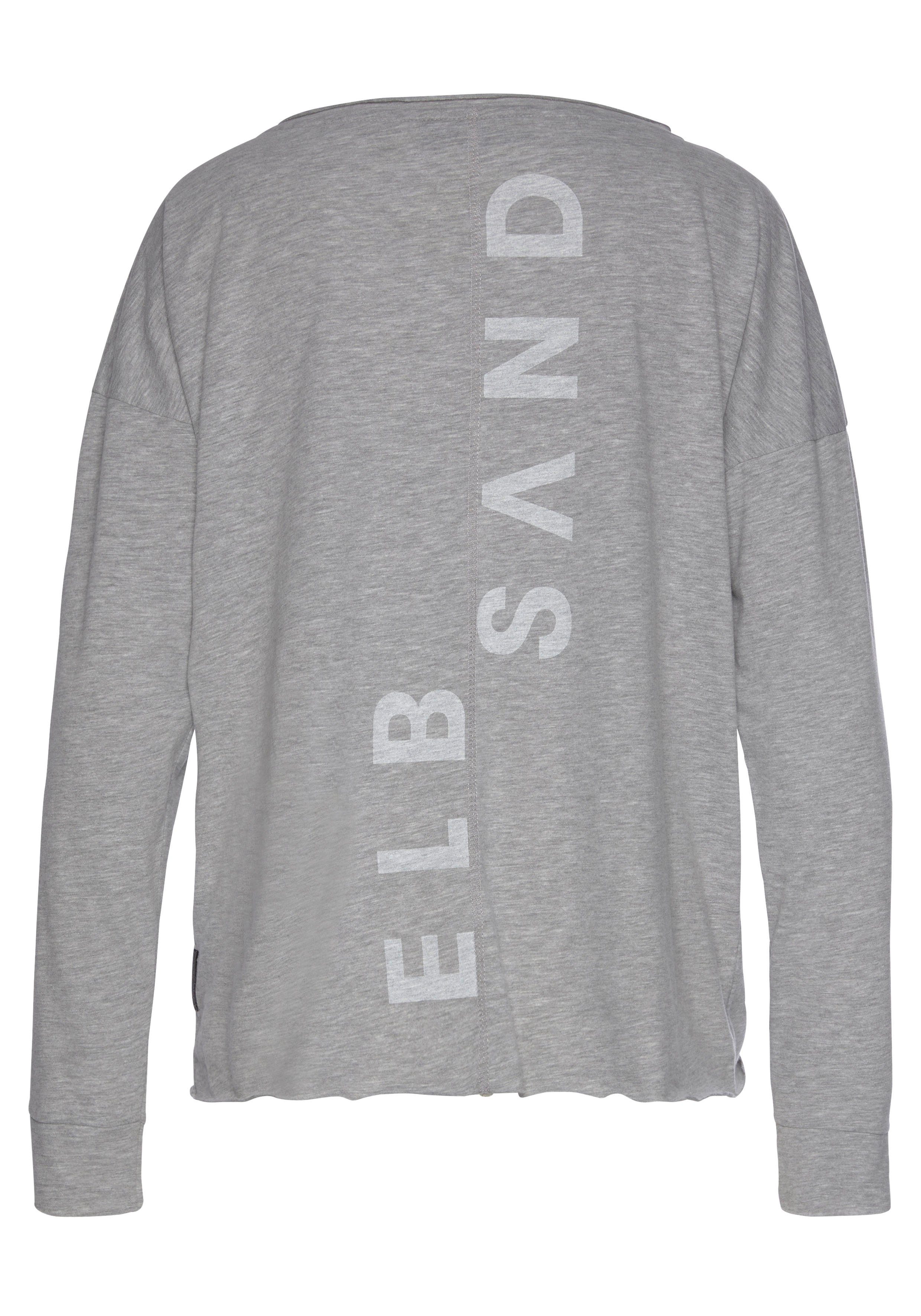 Longsleeve mit grau aus Logodruck Baumwoll-Mix Elbsand meliert Langarmshirt hinten, Eltje