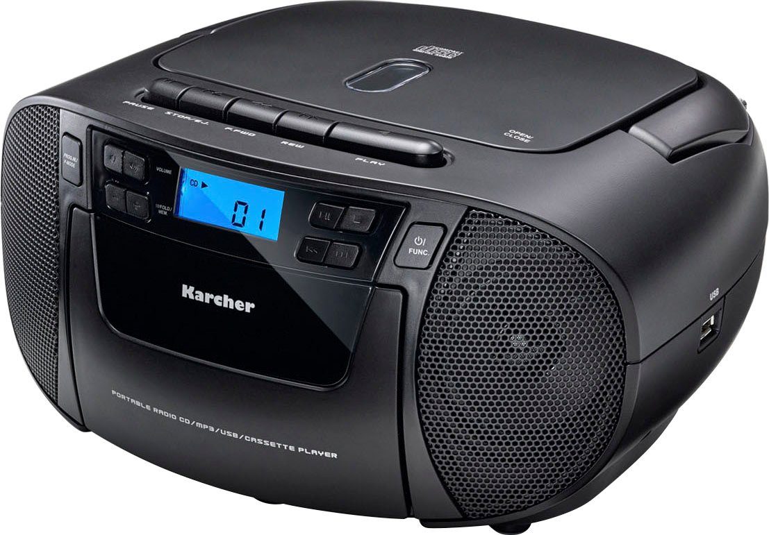 Karcher RR 5045 Boombox (FM-Tuner, UKW mit RDS, 3 W, CD-Player, Kassettenplayer, Kopfhöreranschluss, AUX-Eingang)